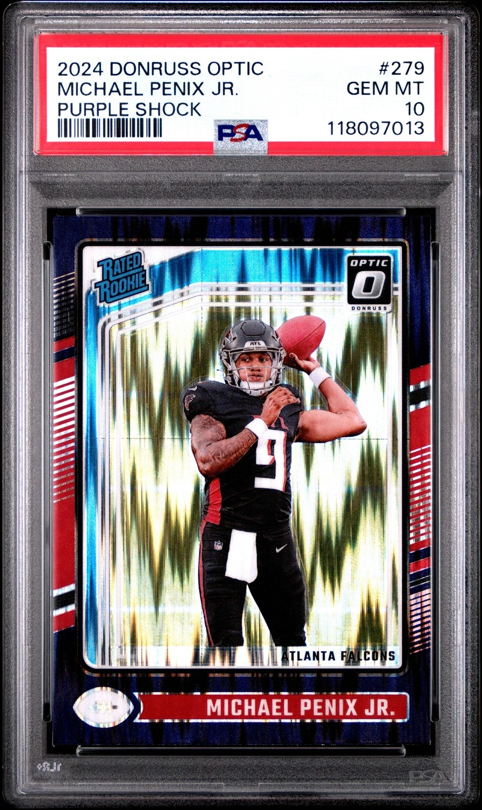 Graded 2024 Donruss Optic Michael Penix Jr #279 Purple RC Football Card PSA 10