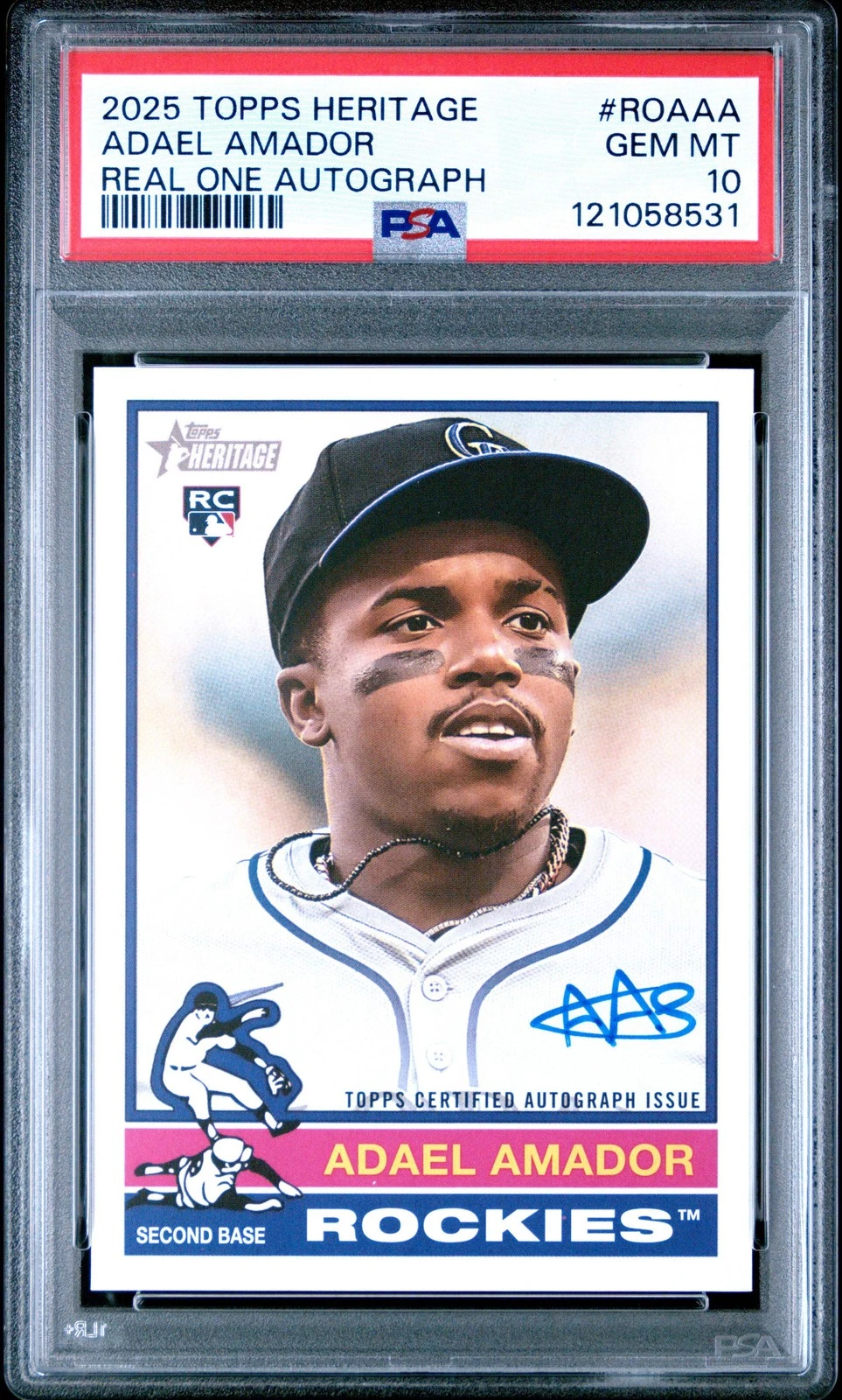 Graded 2025 Topps Heritage Adael Amador #ROAAA Autograph RC Baseball Card PSA 10