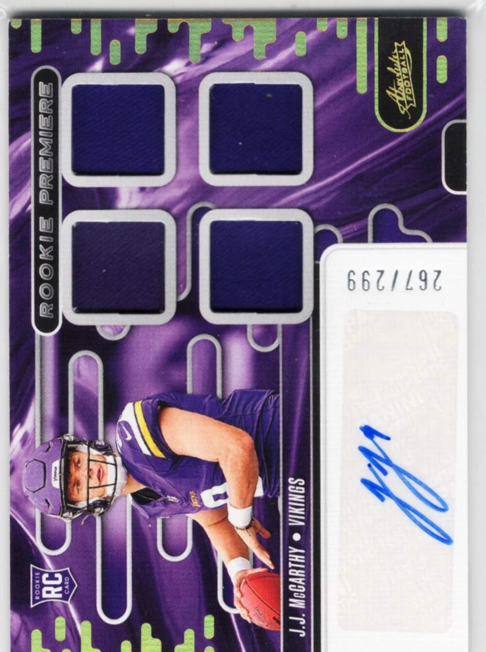 2024 Panini Absolute JJ McCarthy #RPMAJJM Rookie Premiere Auto /299 Rookie Card