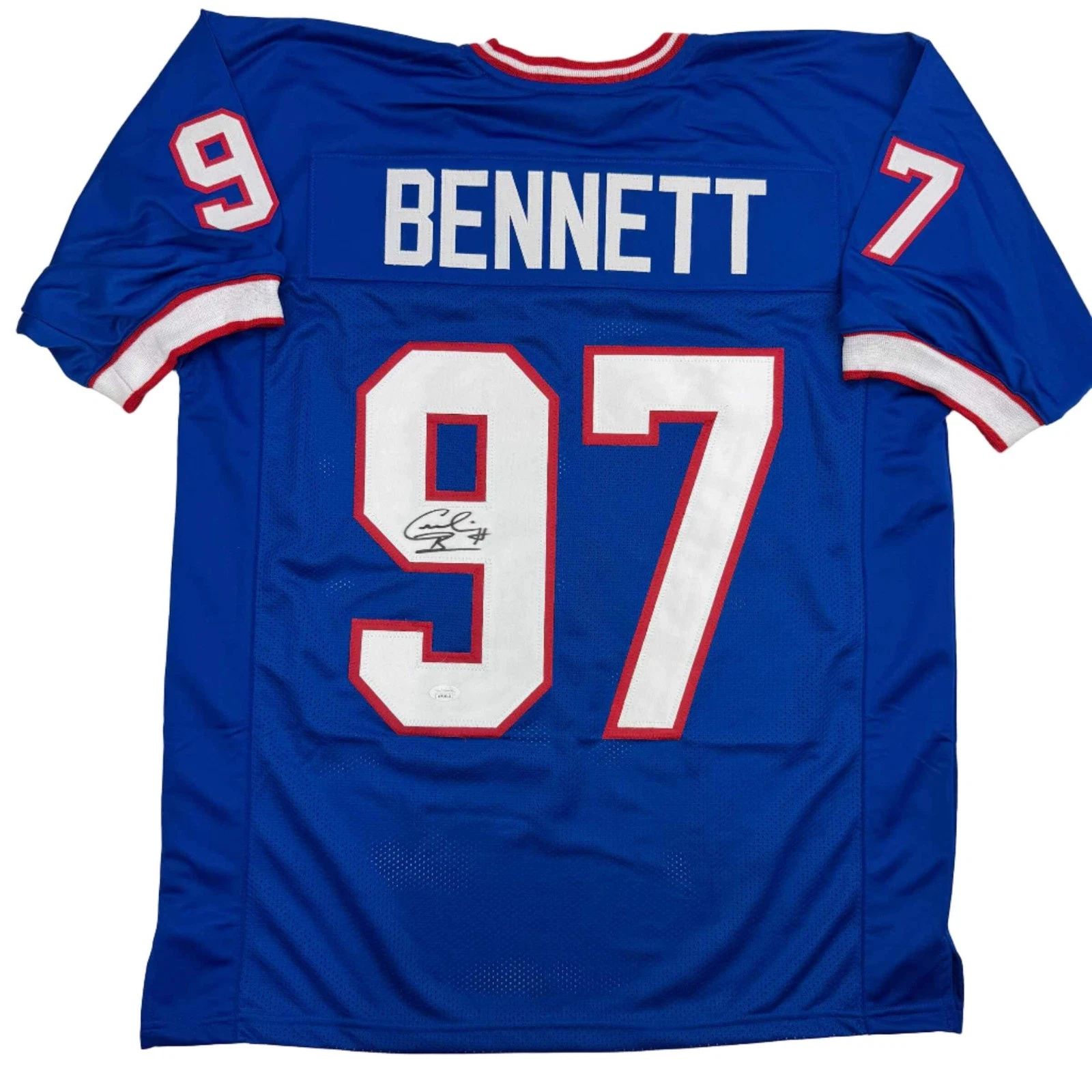 Autographed/Signed Cornelius Bennett Buffalo Blue Football Jersey JSA COA