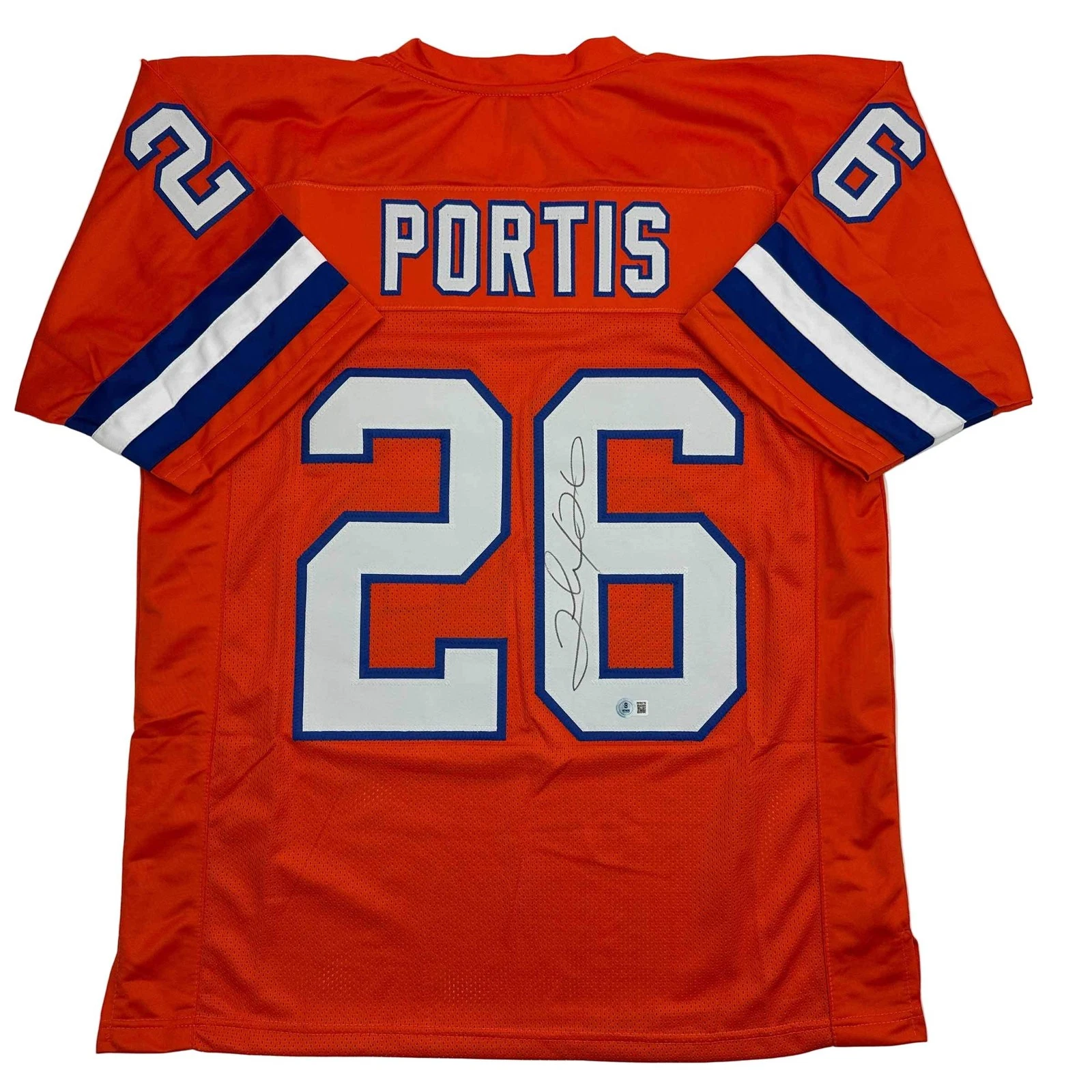Autographed/Signed Clinton Portis Denver Retro Orange Jersey Beckett BAS COA