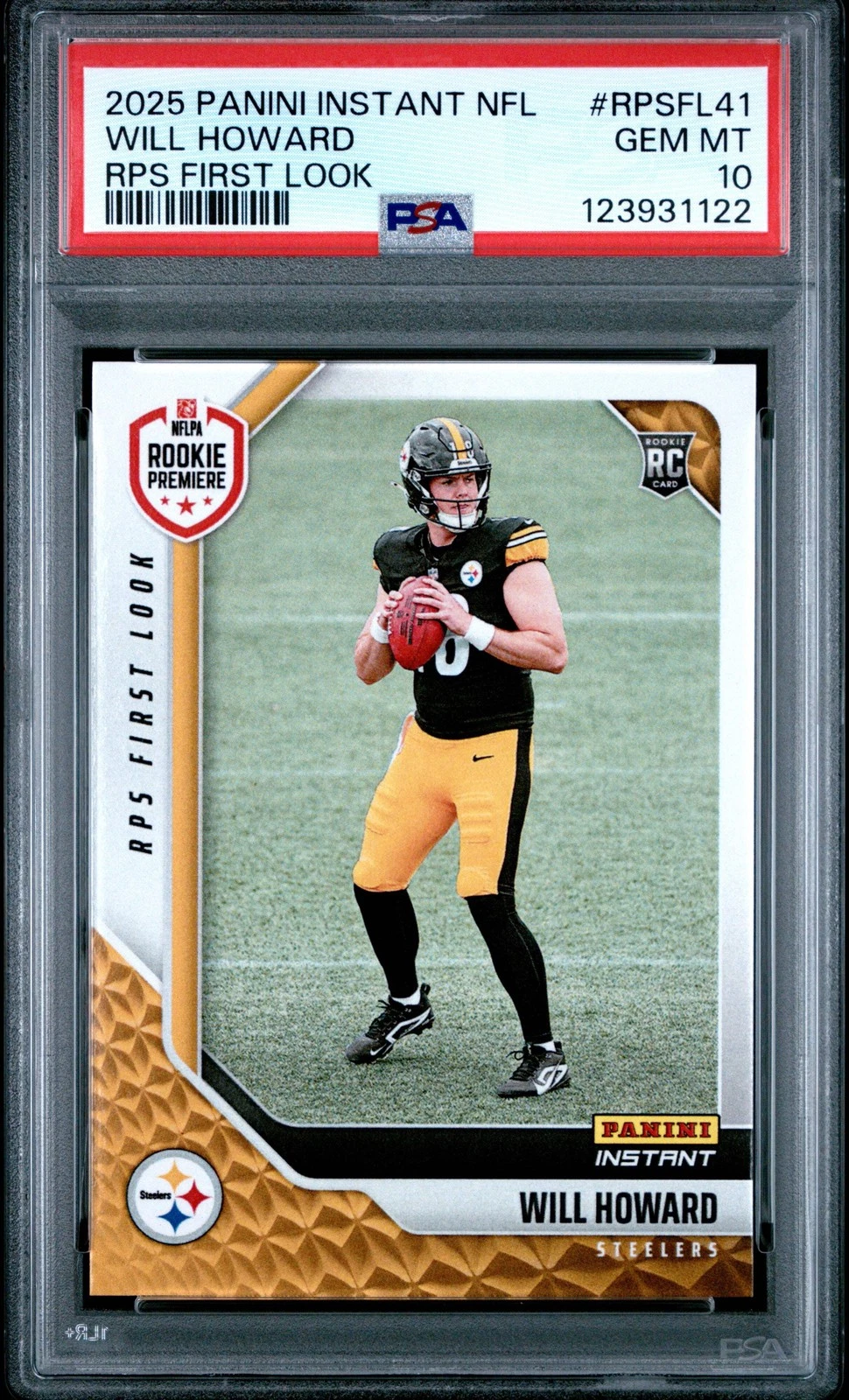 Graded 2025 Panini Will Howard #RPSFL41 RPS First Look RC Football Card PSA 10