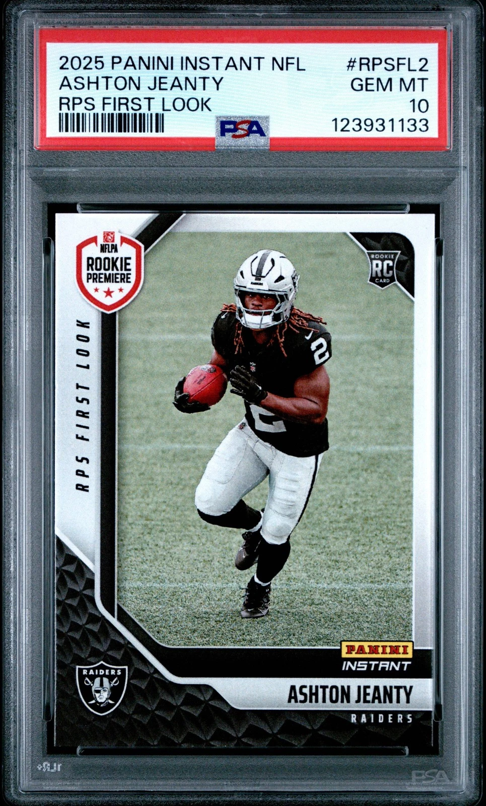 Graded 2025 Panini Ashton Jeanty #RPSFL2 RPS First Look RC Football Card PSA 10