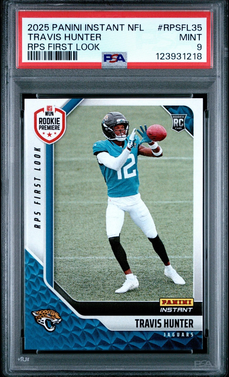Graded 2025 Panini Travis Hunter #RPSFL35 RPS First Look RC Football Card PSA 9