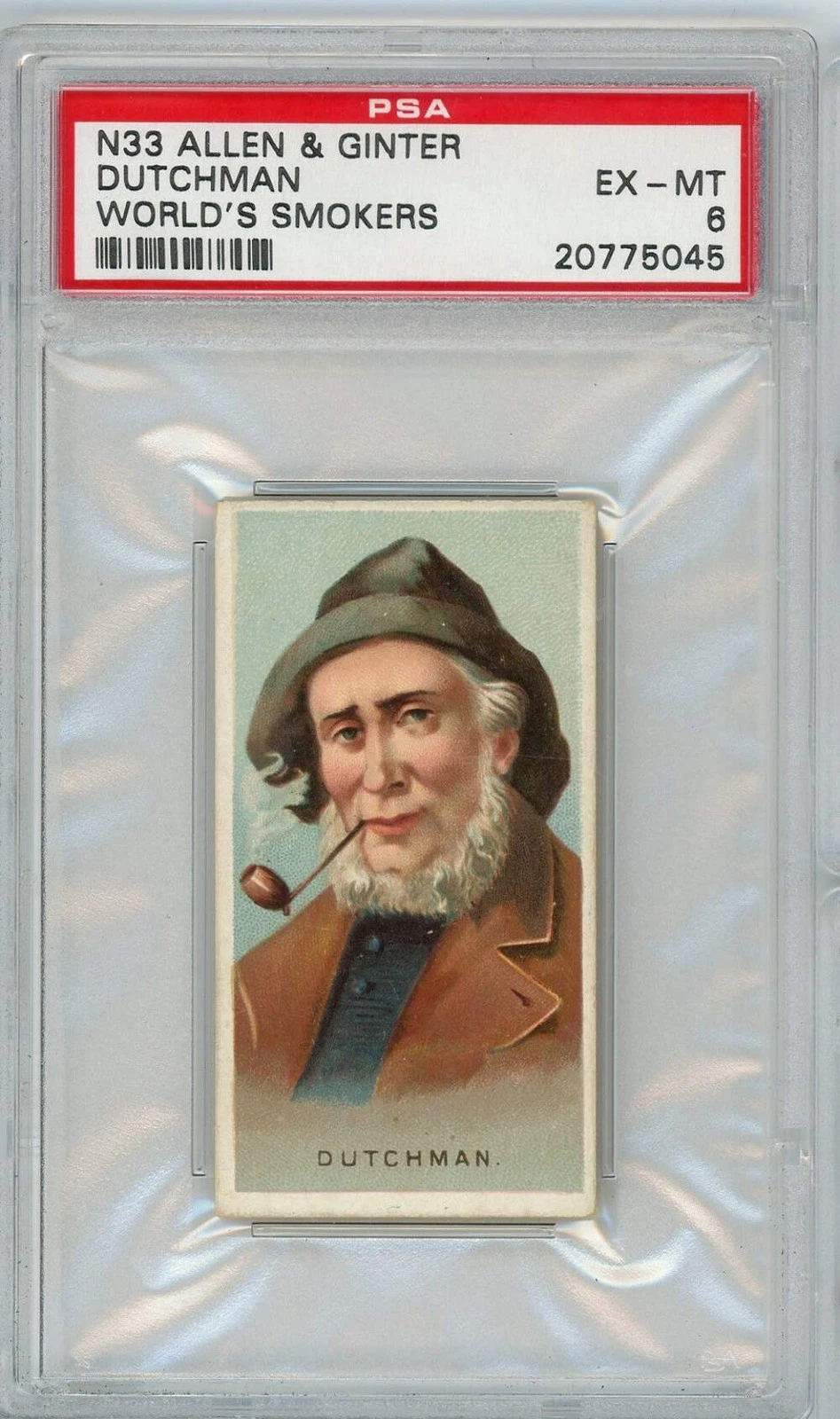 Graded 1888 Allen Ginter Worlds Smokers N33 Dutchman Baseball Tobacco Card PSA 6