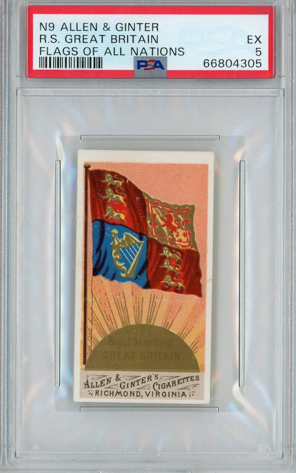 Graded 1887 Allen Ginter Flags of all Nations Great Britain Tobacco Card PSA 5