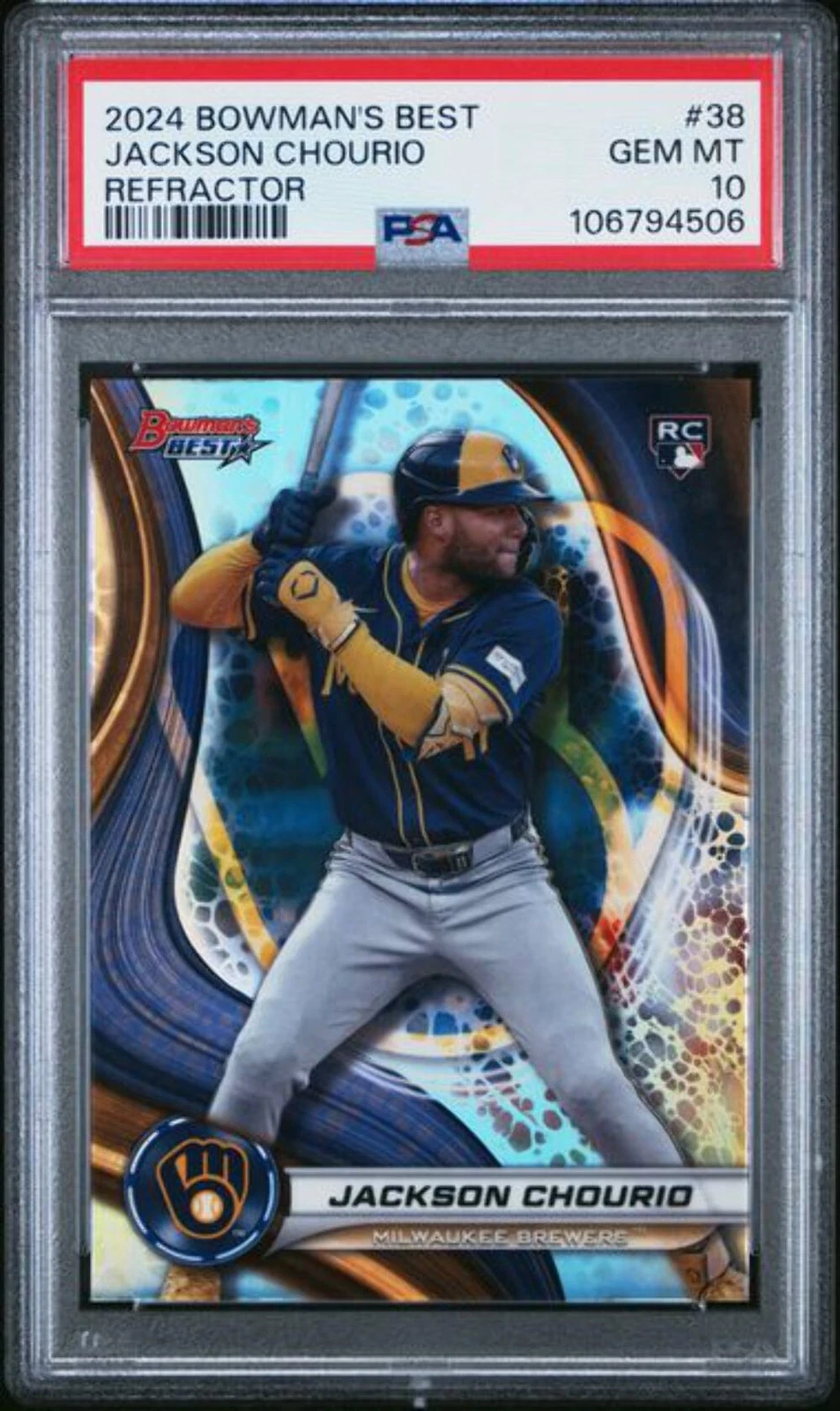 Graded 2024 Topps Bowmans Best Refractor Jackson Chourio Rookie RC Card PSA 10