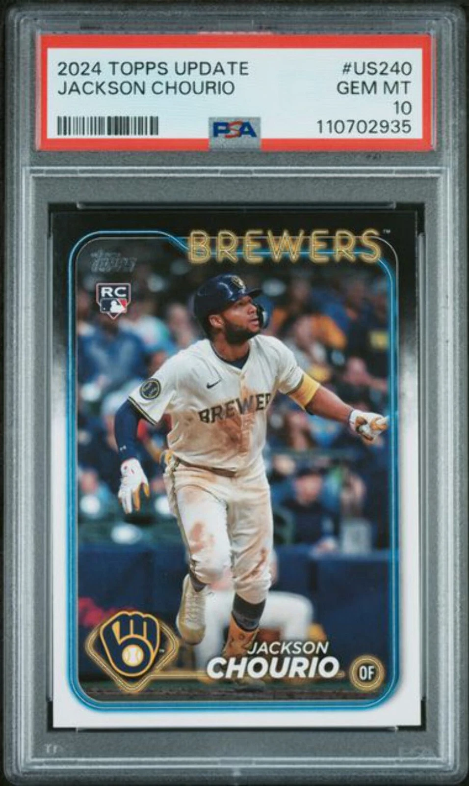 Graded 2024 Topps Update Jackson Chourio #US240 Rookie RC Baseball Card PSA 10