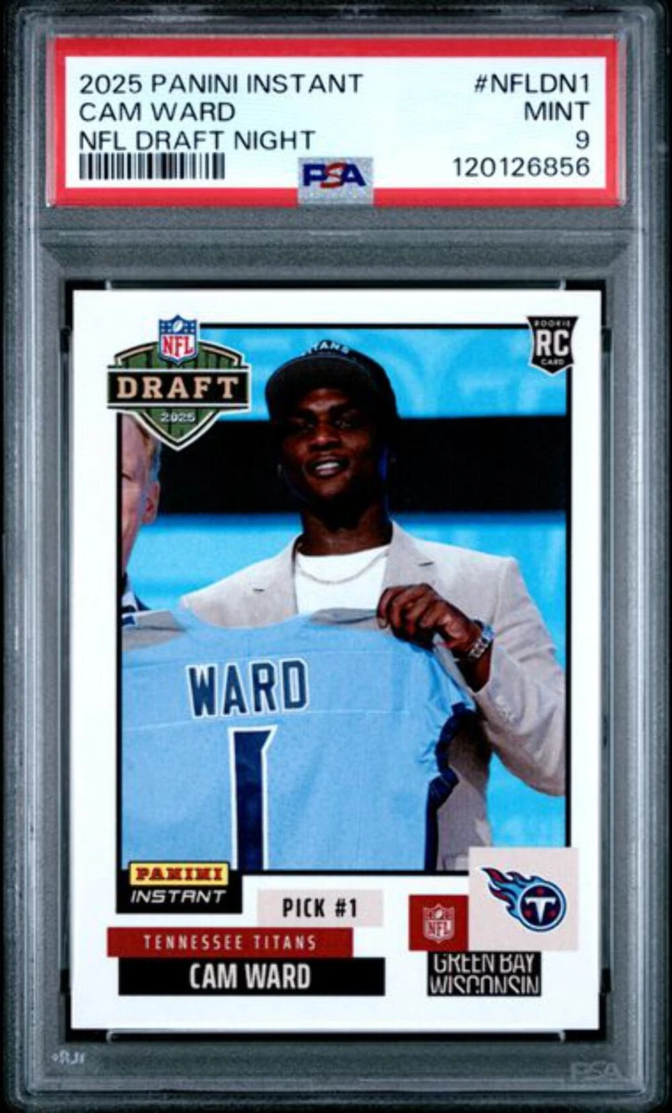 Graded 2025 Panini Instant Cam Ward Draft Night Rookie RC Card PSA 9 Mint