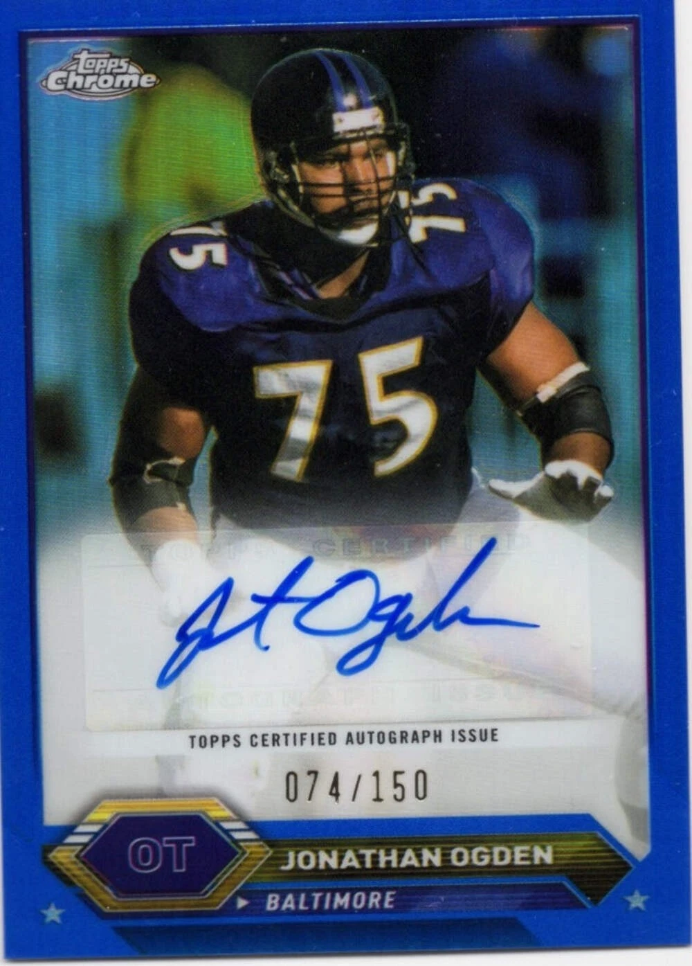 2024 Topps Chrome Composite Jonathan Odgen #TCAJO Blue Auto /150 Ravens Card
