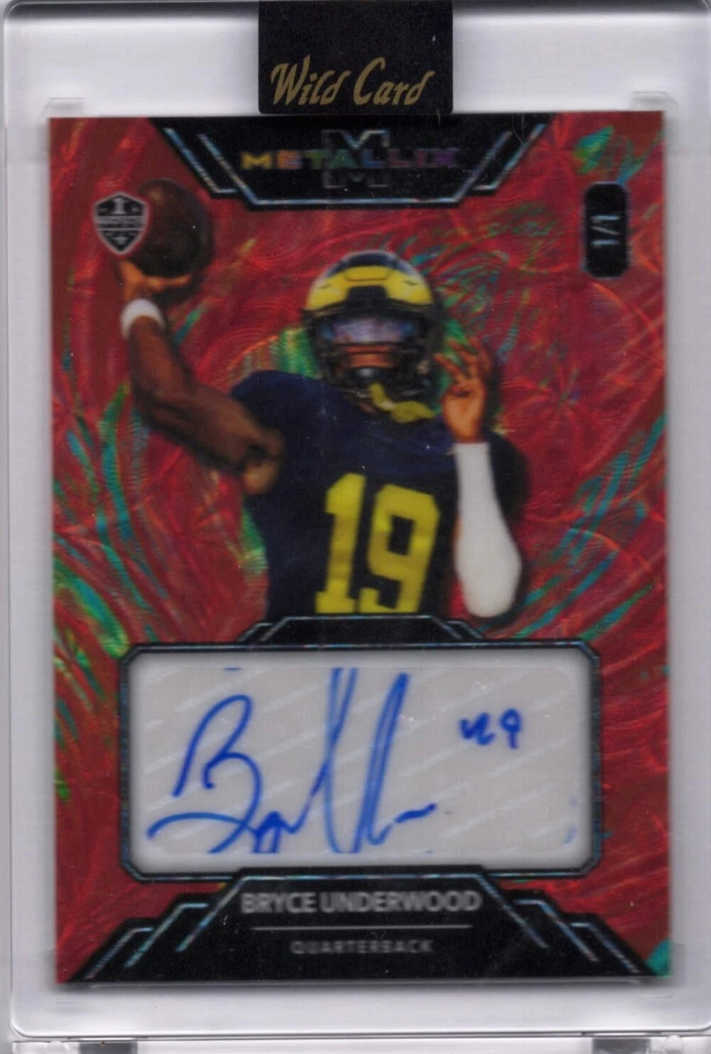 2025 Wild Card Metallix Bryce Underwood #WMMFABU Red Auto 1/1 Rookie RC Card