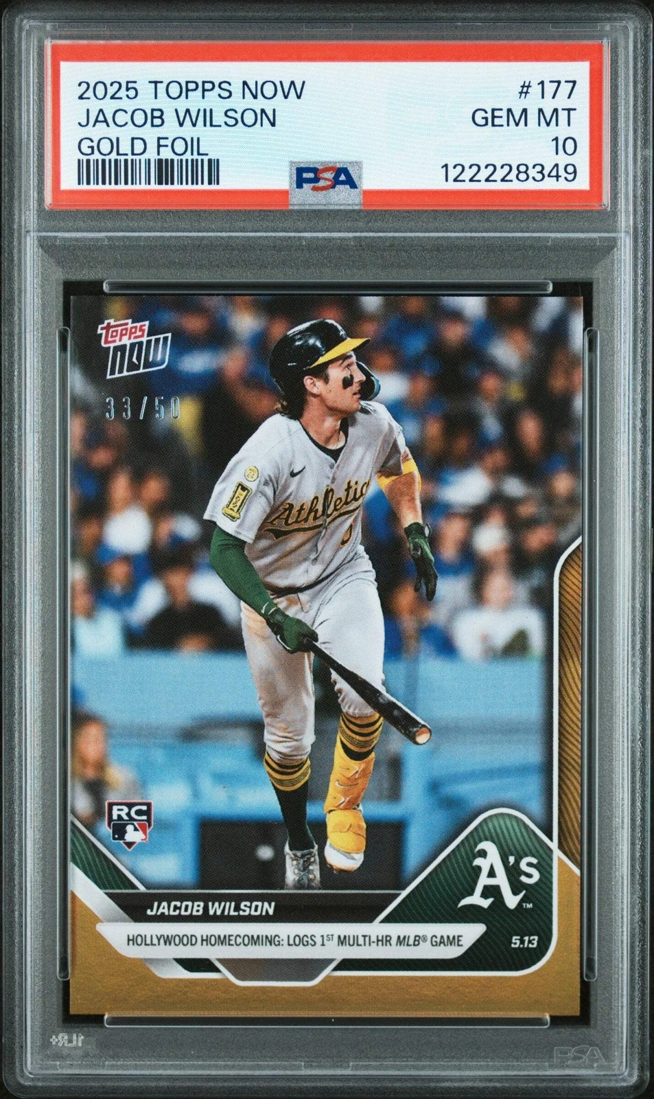 Graded 2025 Topps Now Jacob Wilson #177 Gold /50 Rookie RC Baseball Card PSA 10