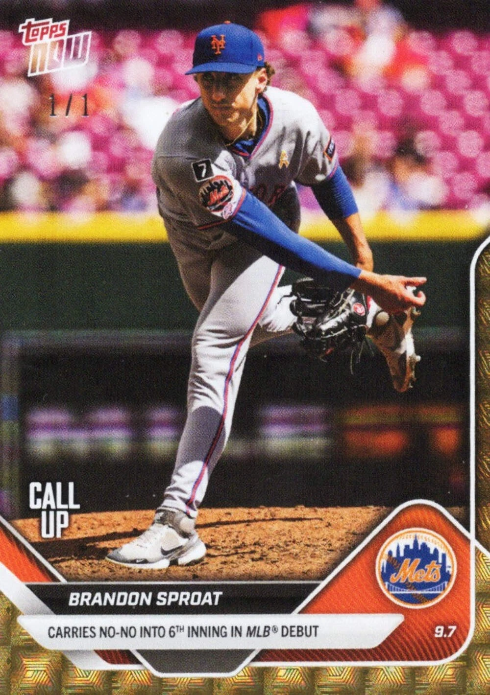 2025 Topps Now Brandon Sproat #672 Superfractor 1/1 Rookie RC Baseball Card