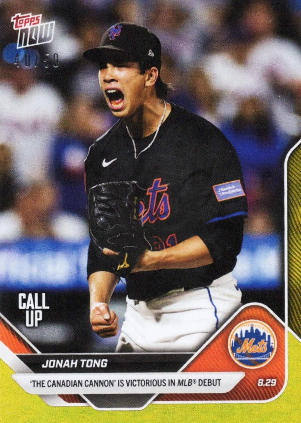 2025 Topps Now Jonah Tong #628 Gold Foil /50 New York Mets Rookie Baseball Card
