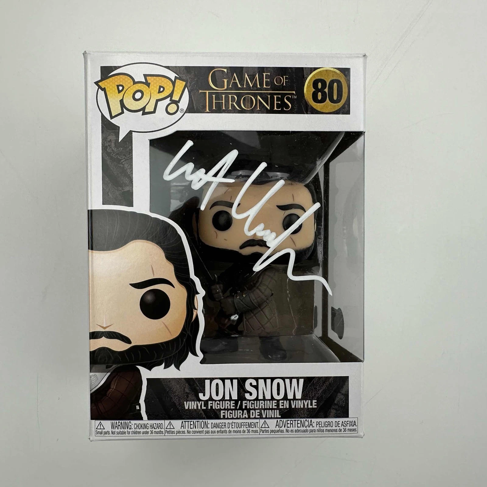 Autographed/Signed Kit Harrington Jon Snow #80 GoT Funko Pop Figurine BAS COA