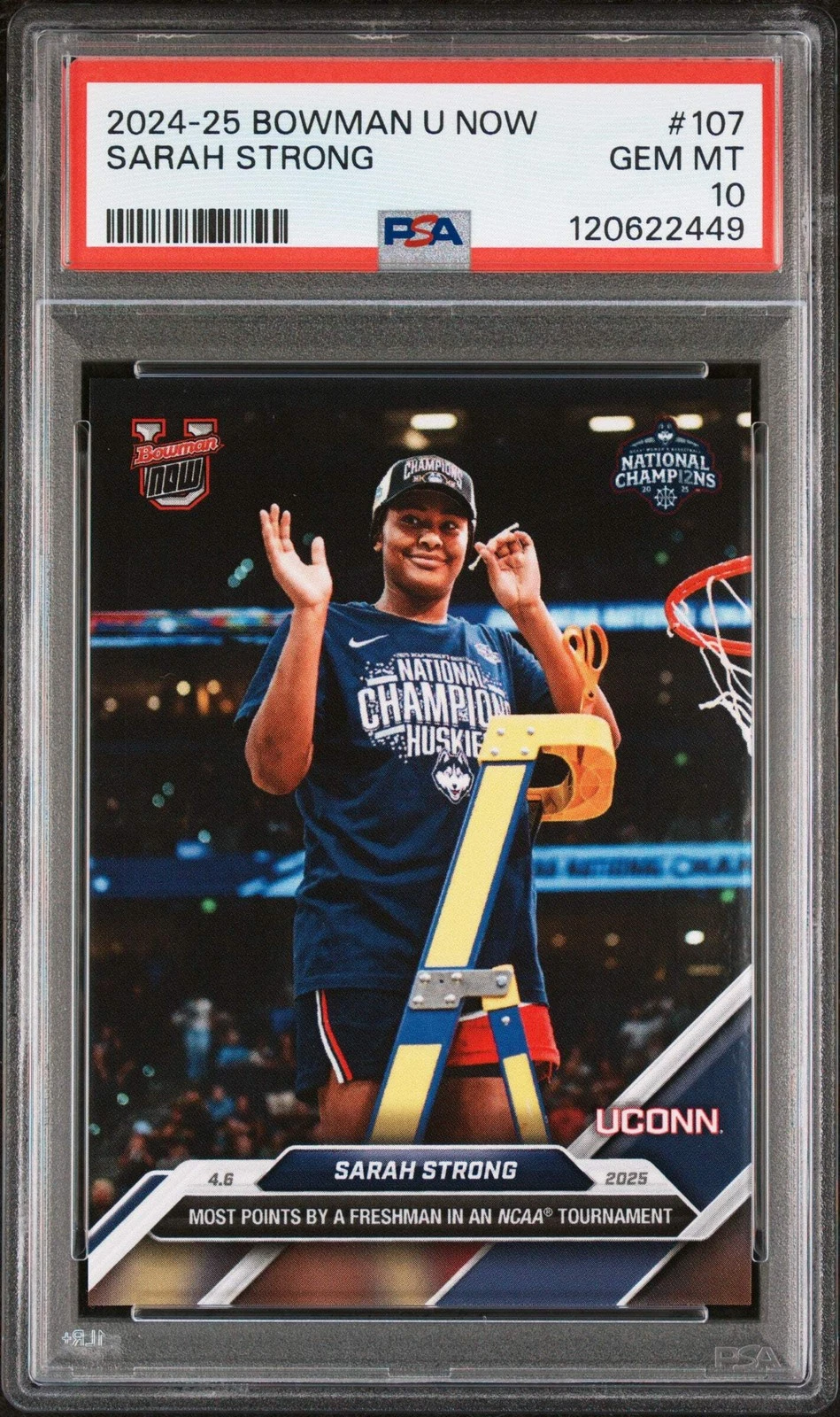 Graded 2024-25 Bowman U Now Sarah Strong #107 Rookie RC Basketball Card PSA 10