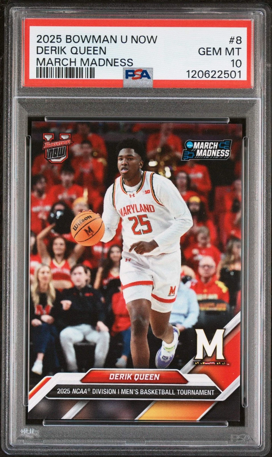 Graded 2025 Bowman U Now Derik Queen #8 March Madness RC Basketball Card PSA 10