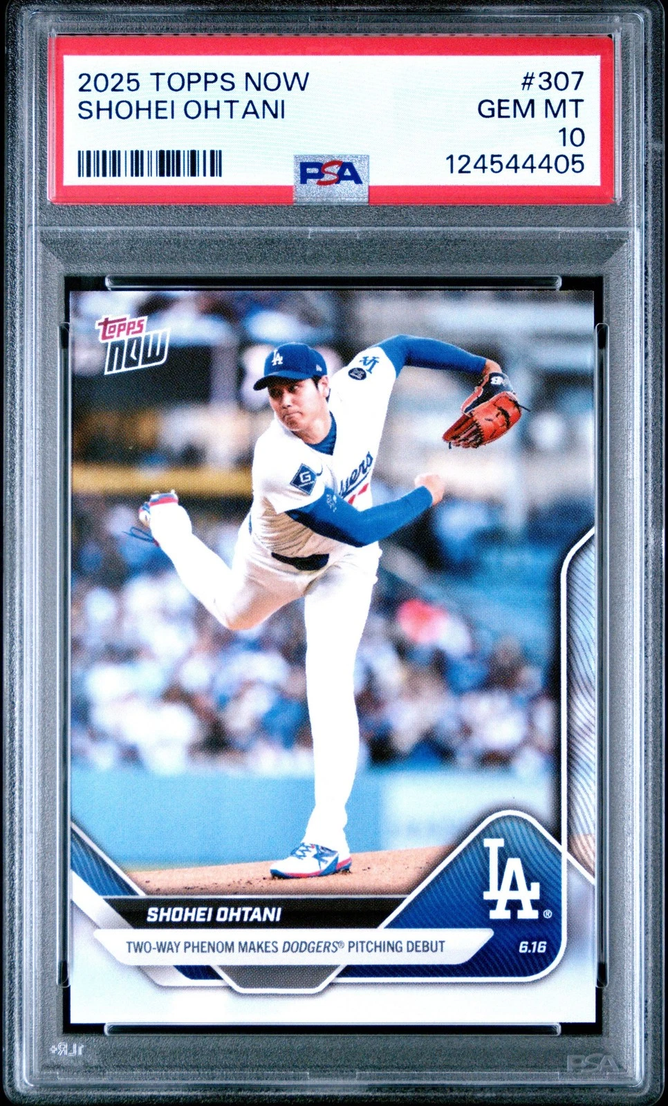 Graded 2025 Topps Now Shohei Ohtani #307 Two Way Phenom Makes Dodgers Pitching D