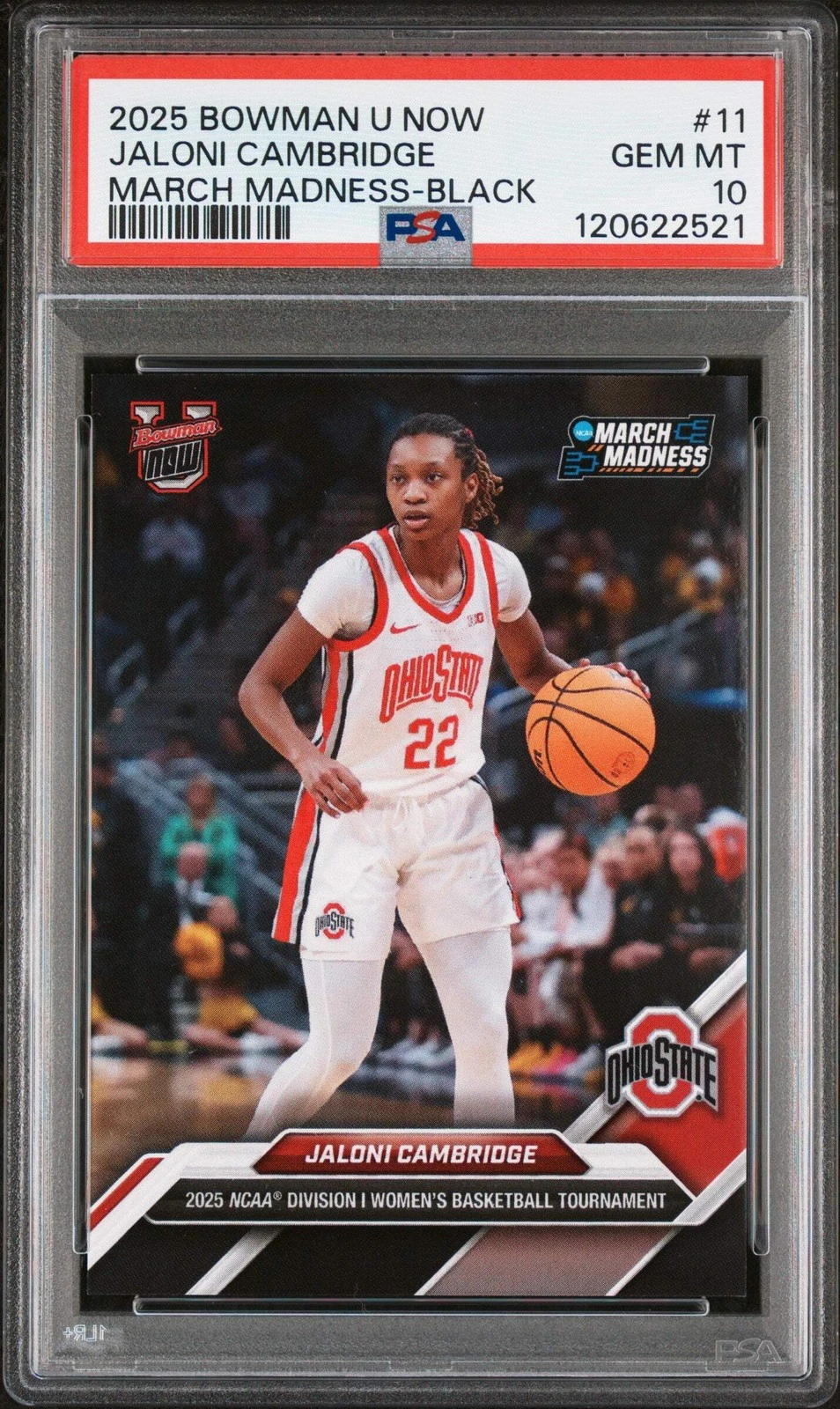 Graded 2025 Bowman U Now Jaloni Cambridge #11 Black RC Basketball Card PSA 10