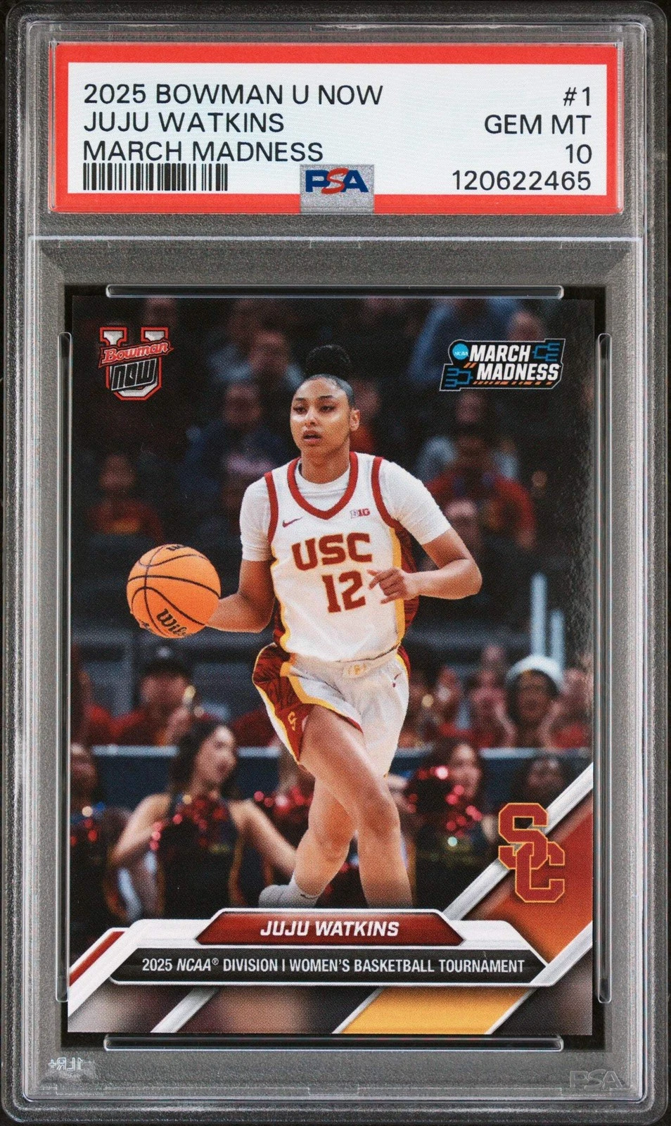 Graded 2025 Bowman U Now JuJu Watkins #1 March Madness RC Basketball Card PSA 10