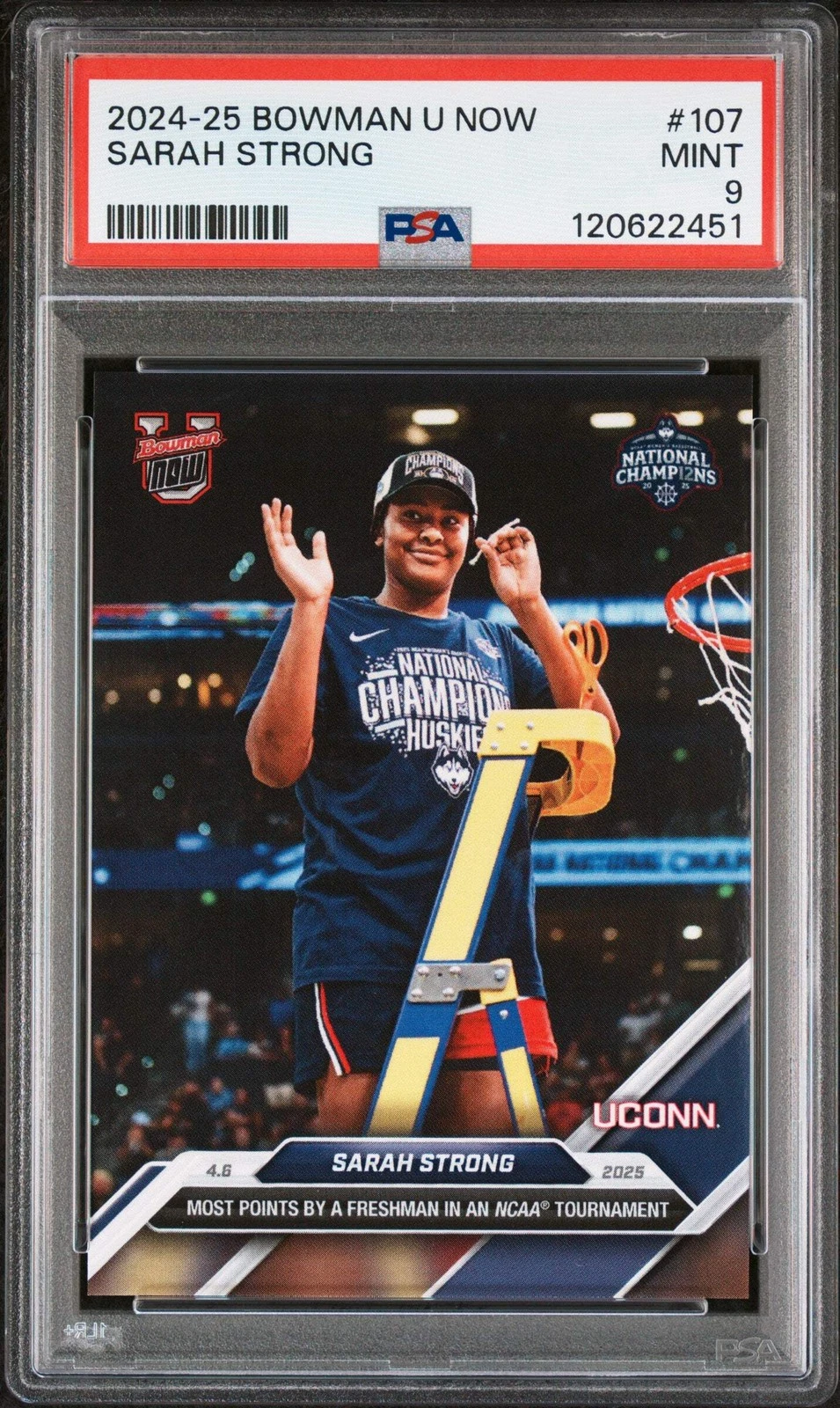 Graded 2024 Topps Bowman U Now Sarah Strong #107 Rookie RC Basketball Card PSA 9