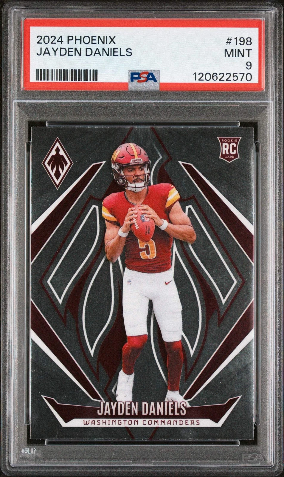 Graded 2024 Panini Phoenix Jayden Daniels #198 Rookie Football Card PSA 9 Mint