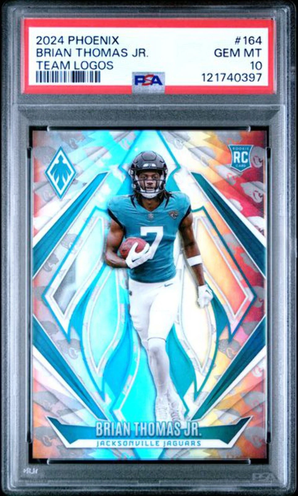 Graded 2024 Panini Phoenix Brian Thomas Jr #164 /299 Logos Rookie RC Card PSA 10