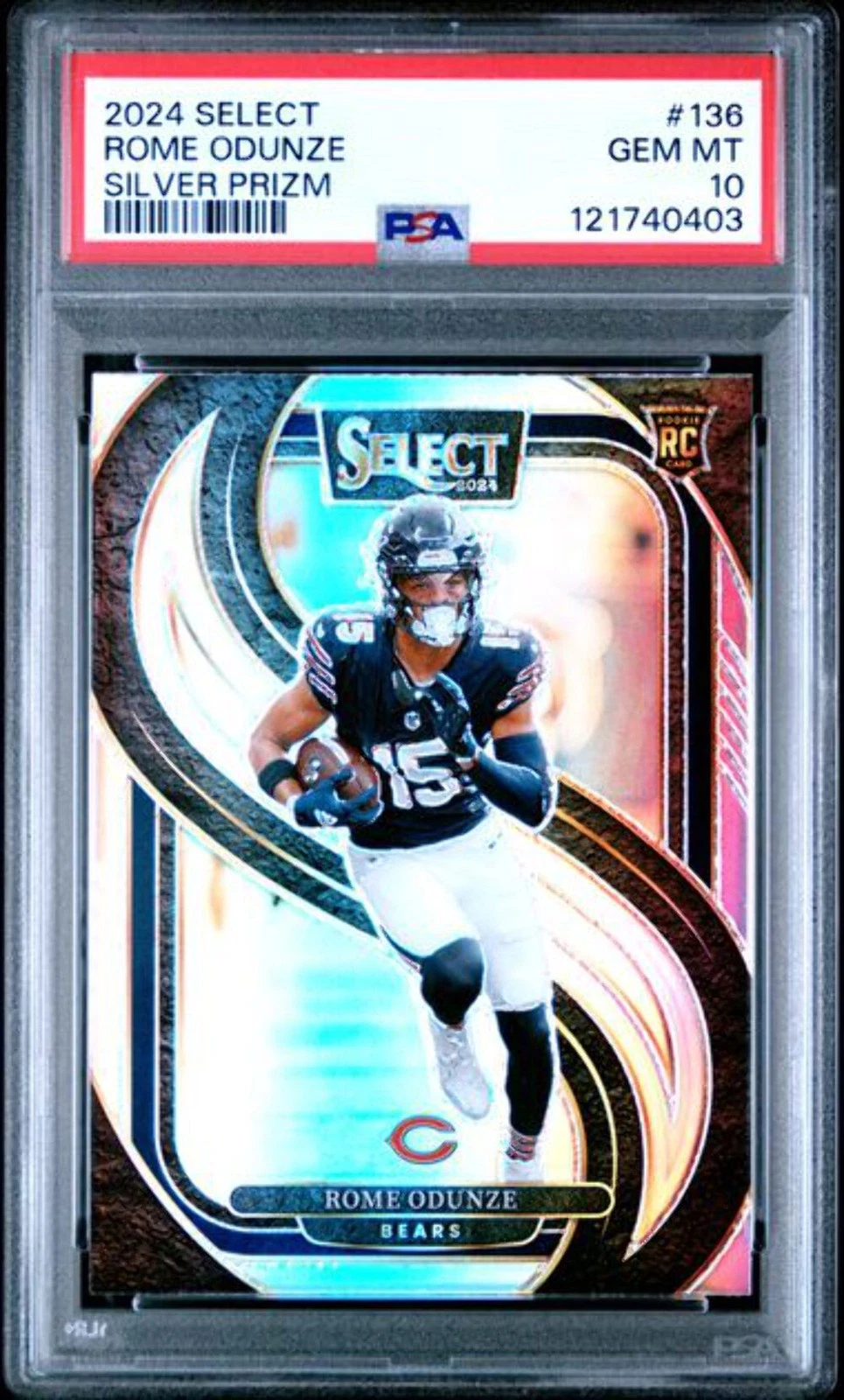 Graded 2024 Panini Select Rome Odunze #136 Silver Prizm Rookie RC Card PSA 10