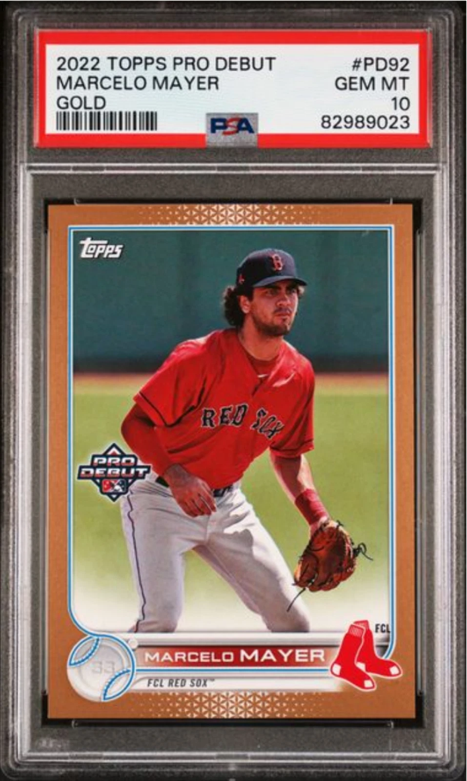 Graded 2022 Topps Pro Debut Marcelo Mayer #PD92 Gold /50 Rookie RC Card PSA 10