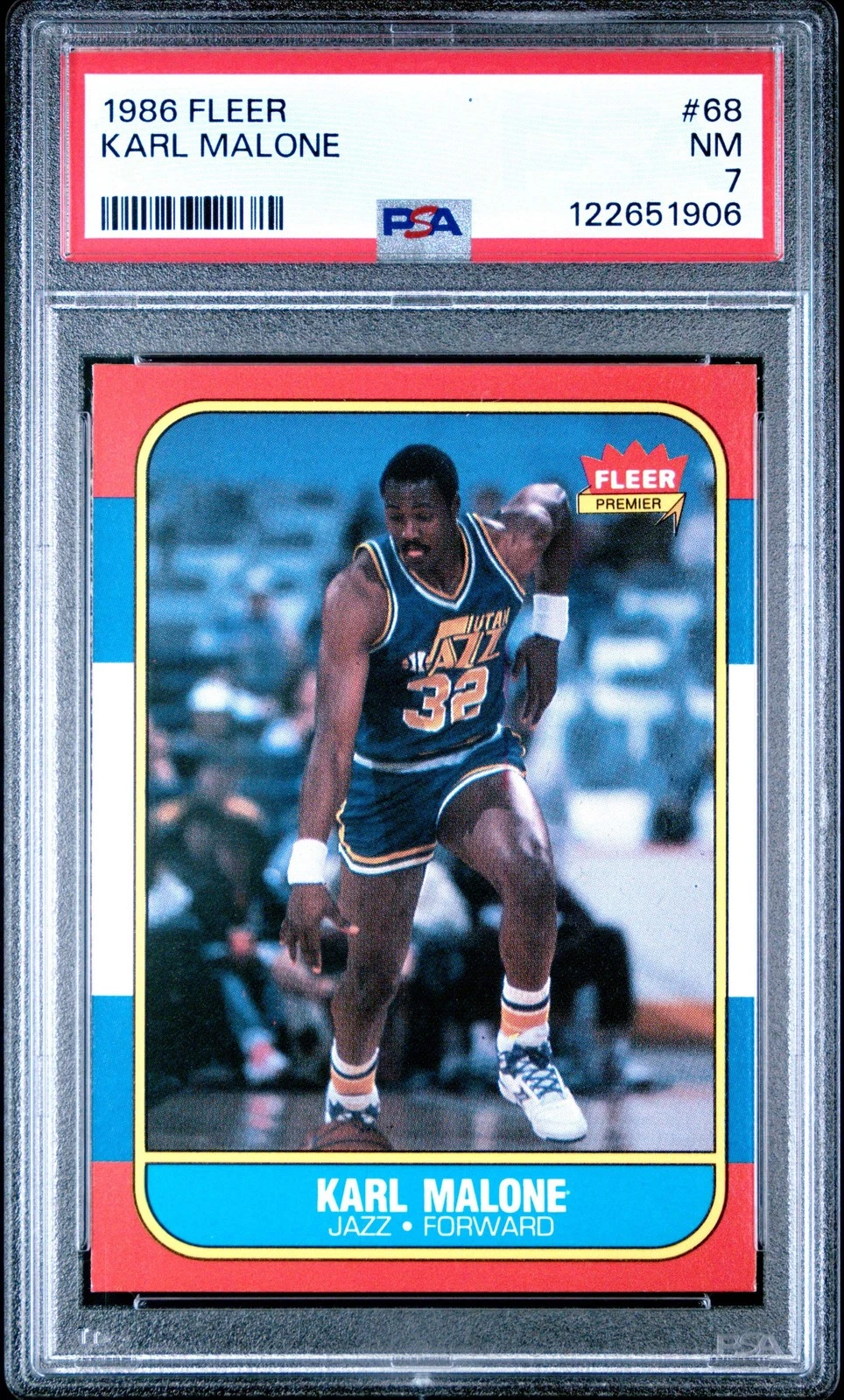 Graded 1986-87 Fleer Karl Malone #68 Rookie RC Basketball Card PSA 7 Near Mint