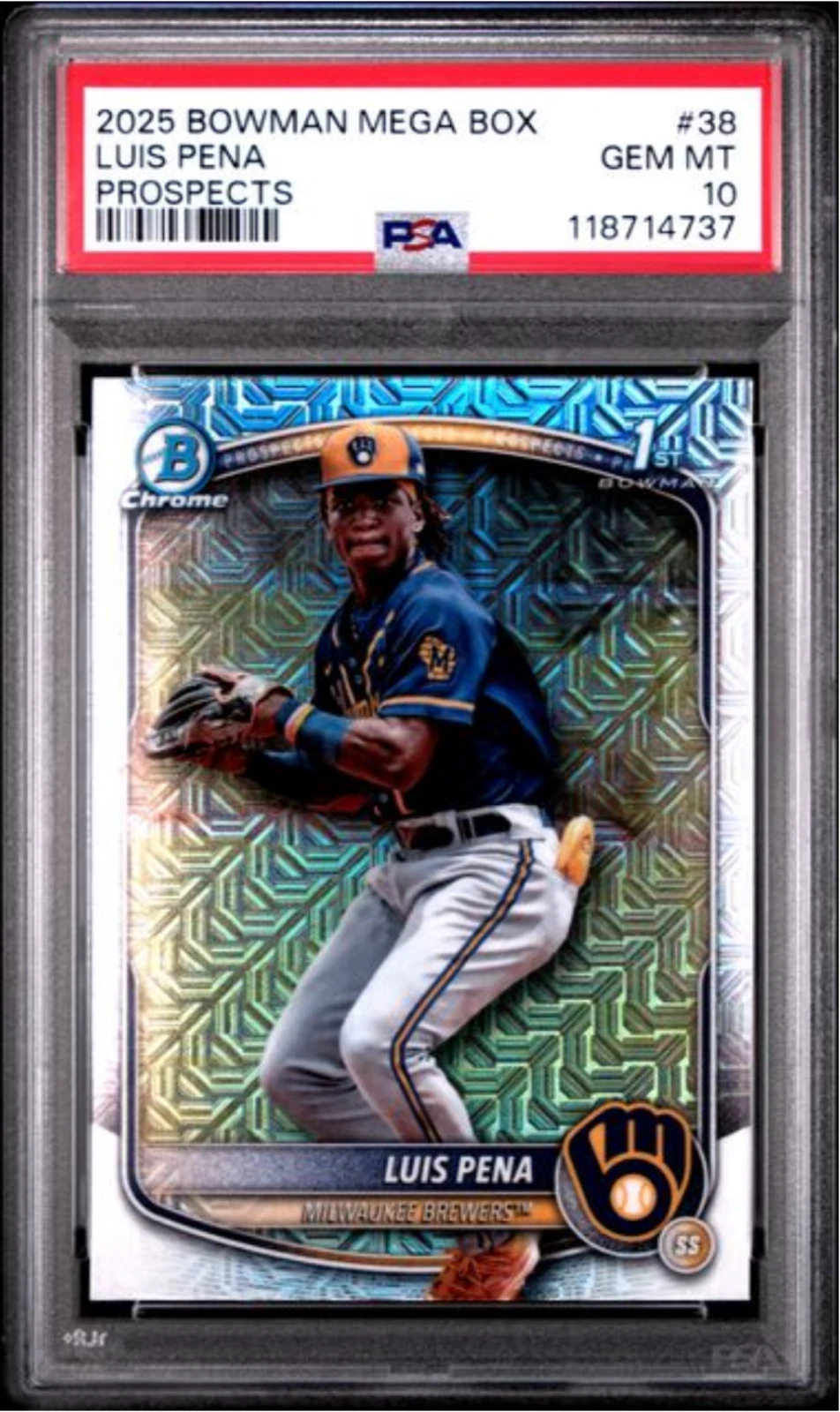 Graded 2025 Topps Bowman Mega Box Luis Pena #38 Rookie RC Baseball Card PSA 10