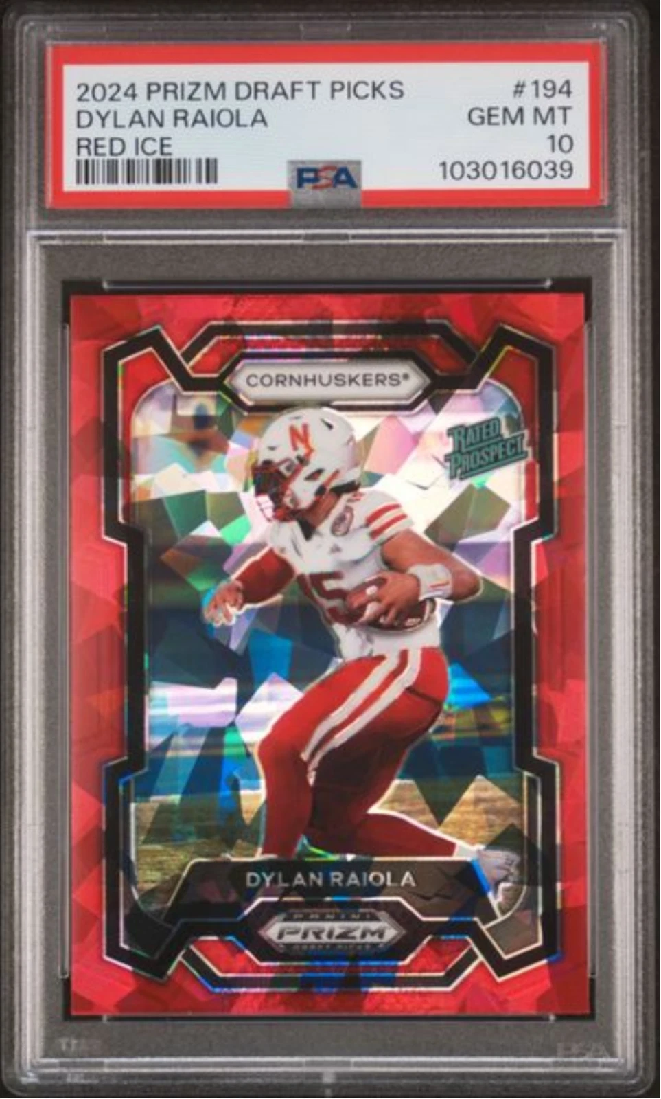 Graded 2024 Panini Prizm DP Dylan Raiola #194 Red Ice RC Football Card PSA 10
