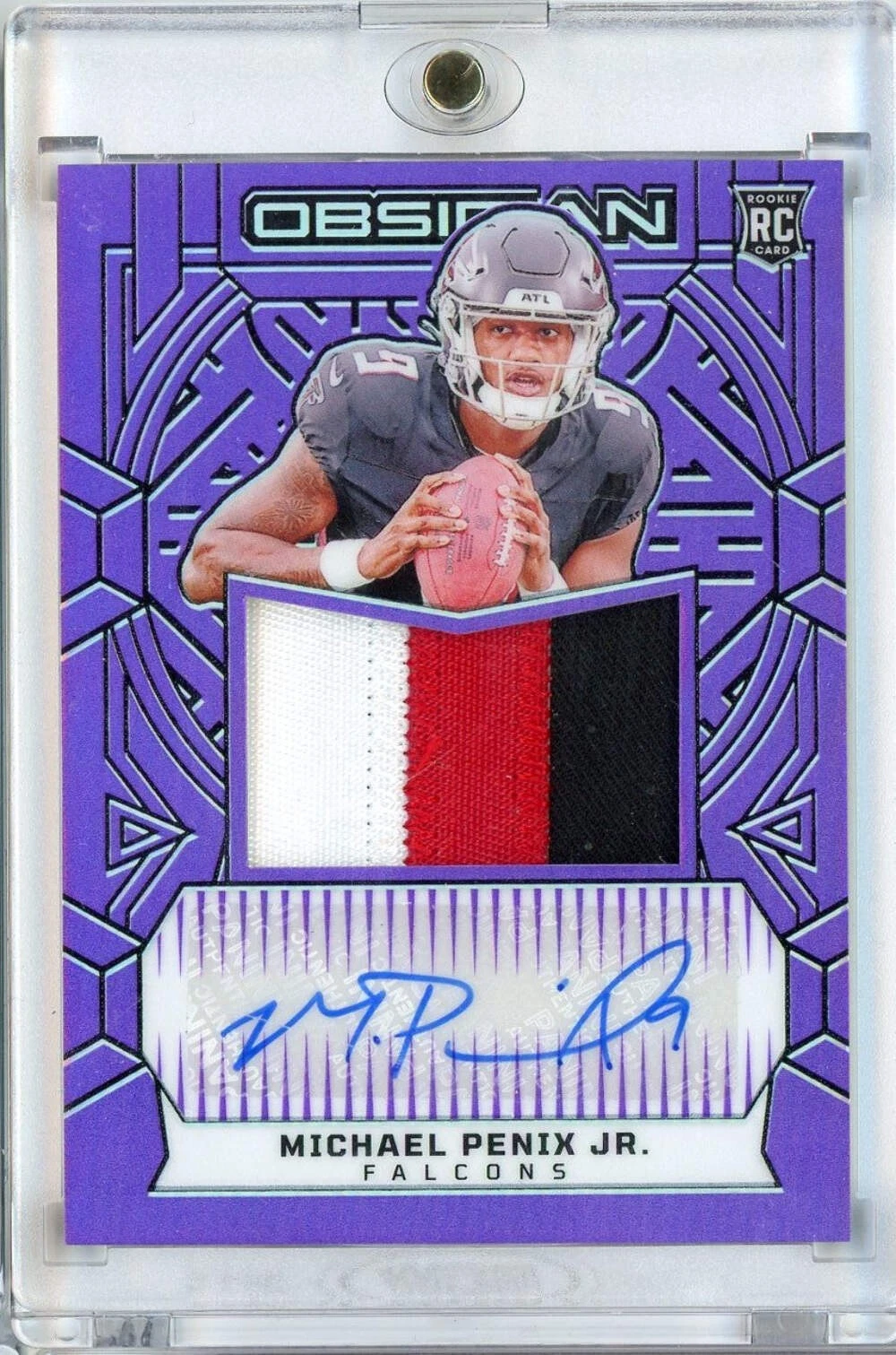 2024 Panini Obsidian Purple Auto Michael Penix Jr #RJJMPJ /49 Rookie RC Card