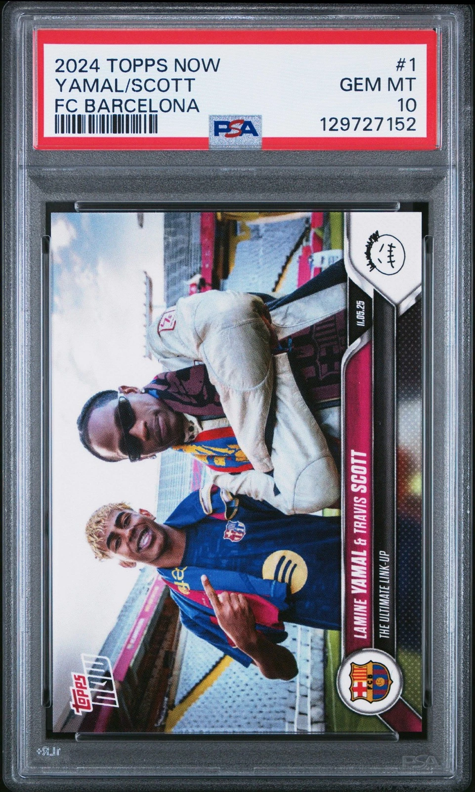 Graded 2024 Topps Now Lamine Yamal/Travis Scott #1 Barcelona Soccer Card PSA 10