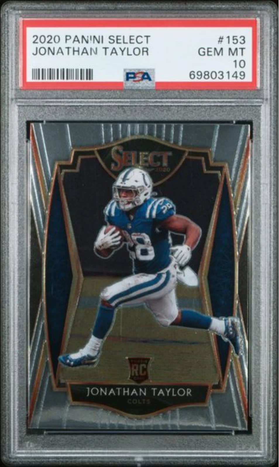 Graded 2020 Panini Select Jonathan Taylor #153 Rookie RC Card PSA 10 Gem Mint