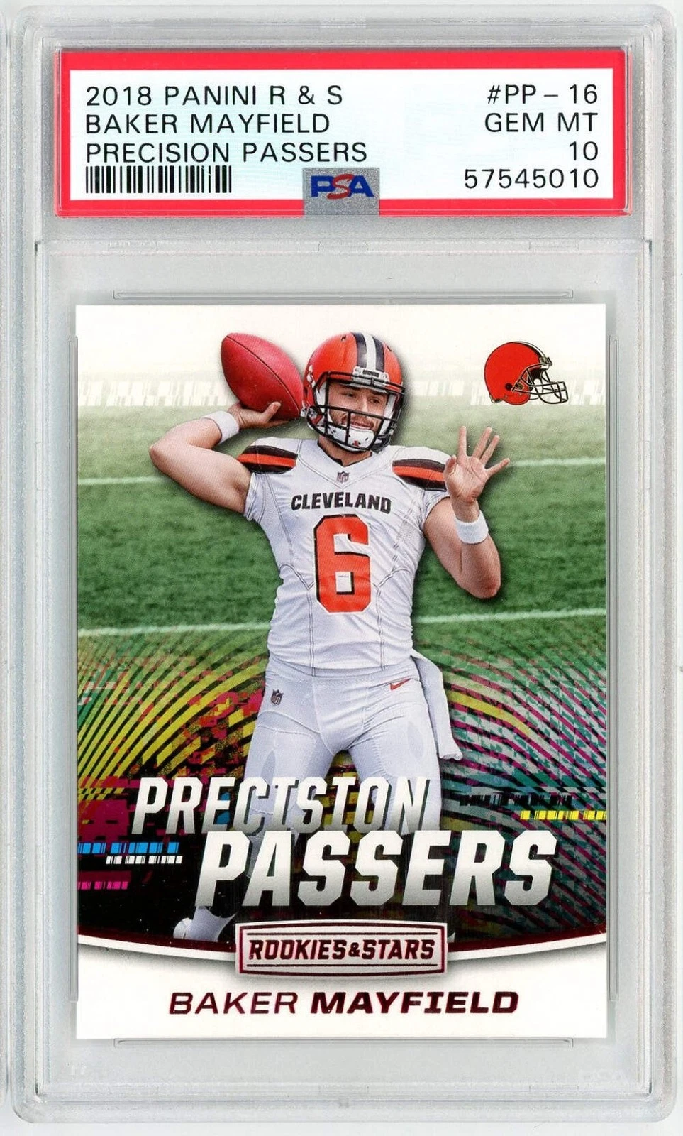 Graded 2018 Panini Rookies & Stars Baker Mayfield #PP16 Rookie RC Card PSA 10