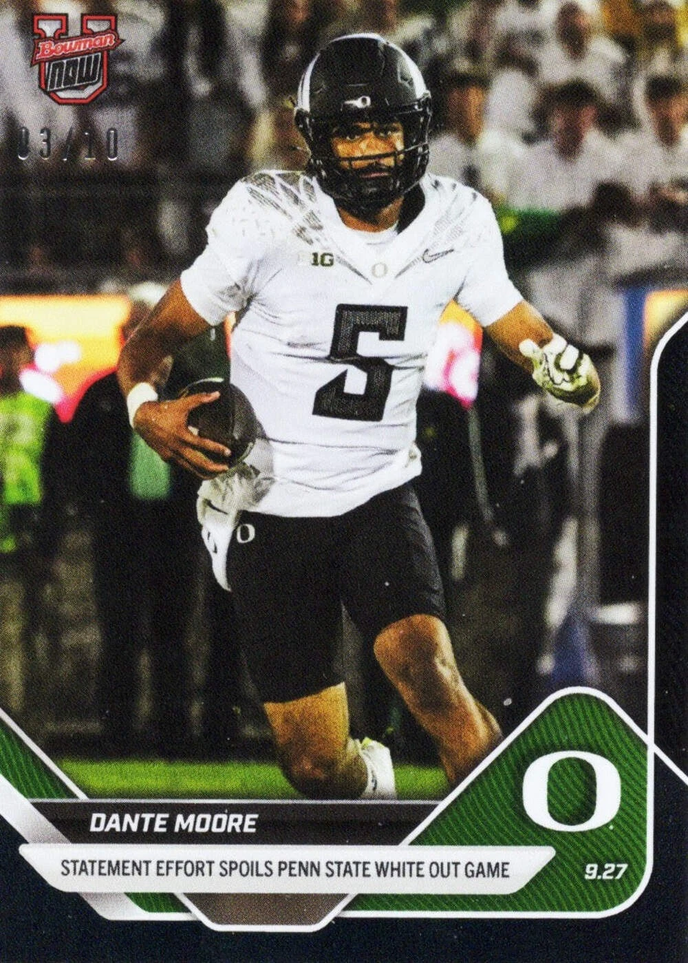 2025 Topps Bowman U Now Dante Moore #21 Black Foil /10 Rookie RC Football Card