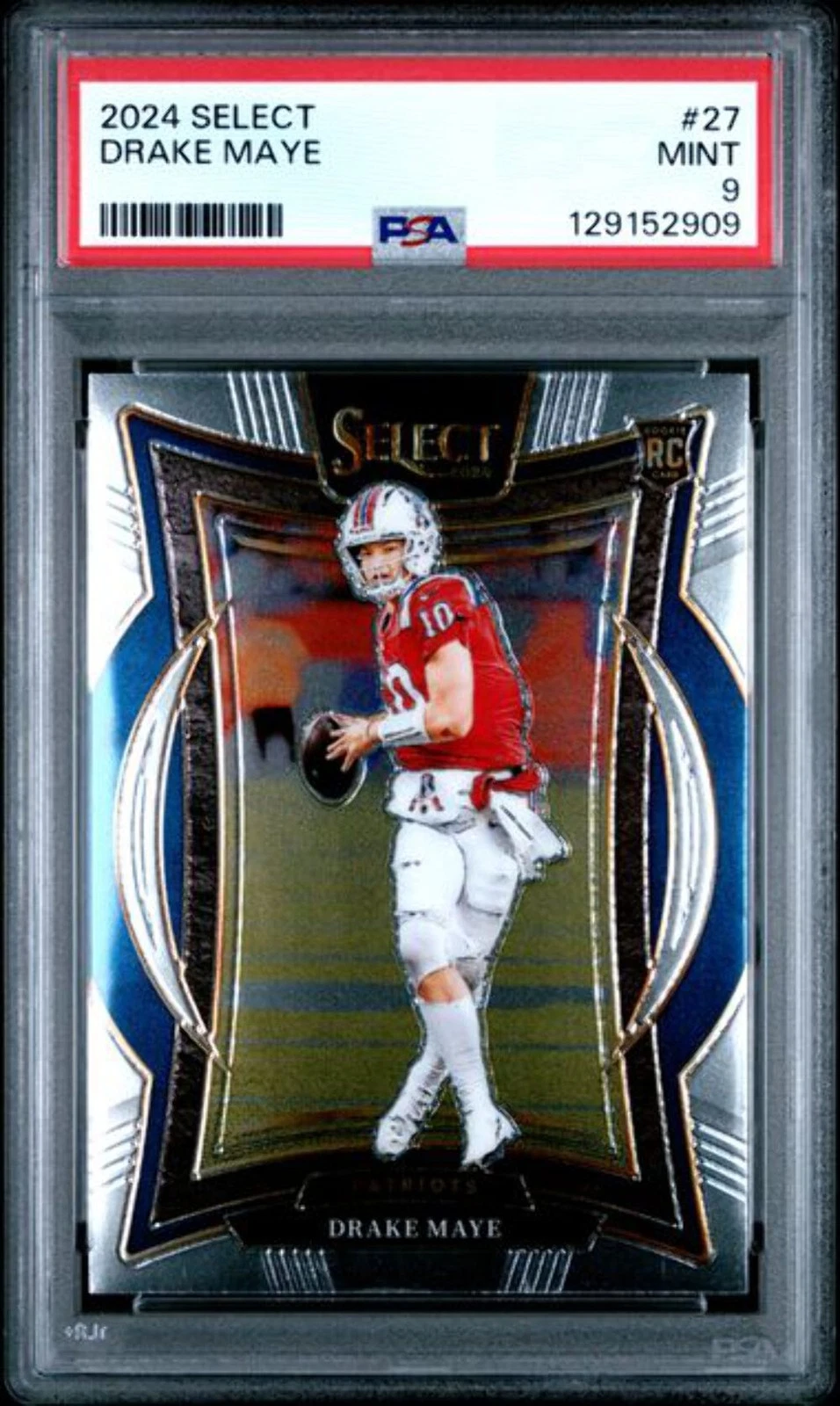 Graded 2024 Panini Select Drake Maye #27 Rookie RC Football Card PSA 9 Mint