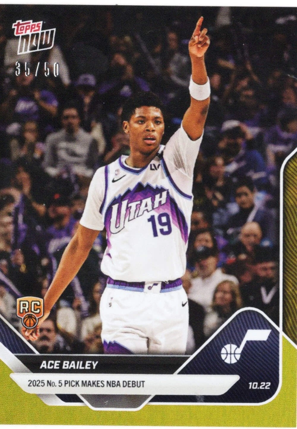 2025 Topps Now Ace Bailey #9 Gold Foil /50 Utah Jazz Rookie RC Basketball Card