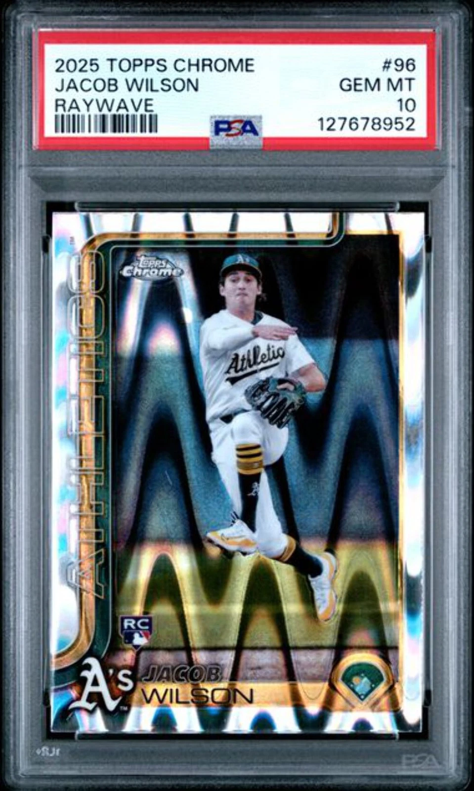 Graded 2025 Topps Chrome Jacob Wilson #96 Raywave Rookie RC Baseball Card PSA 10