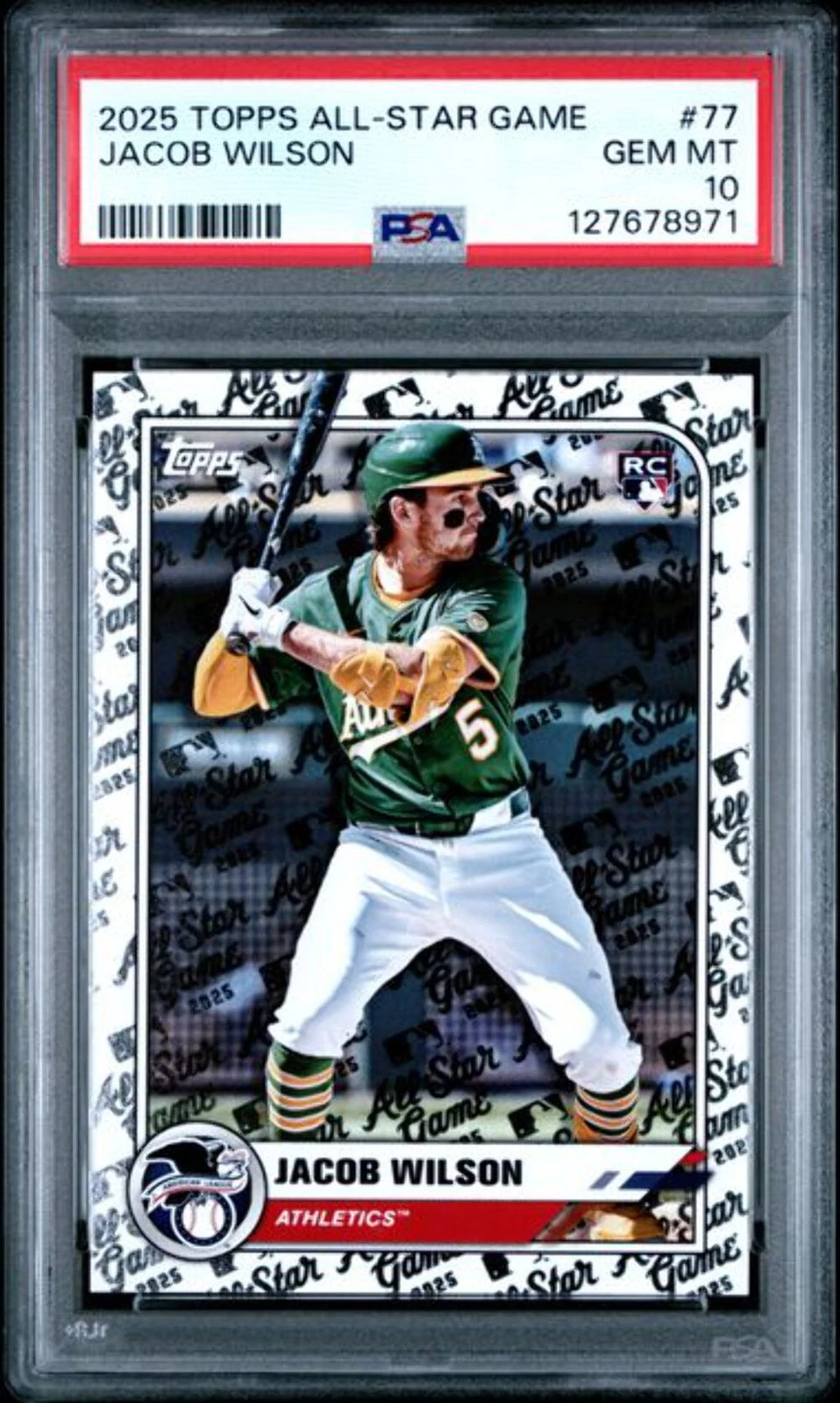 Graded 2025 Topps All Star Game Jacob Wilson #77 Rookie RC Baseball Card PSA 10
