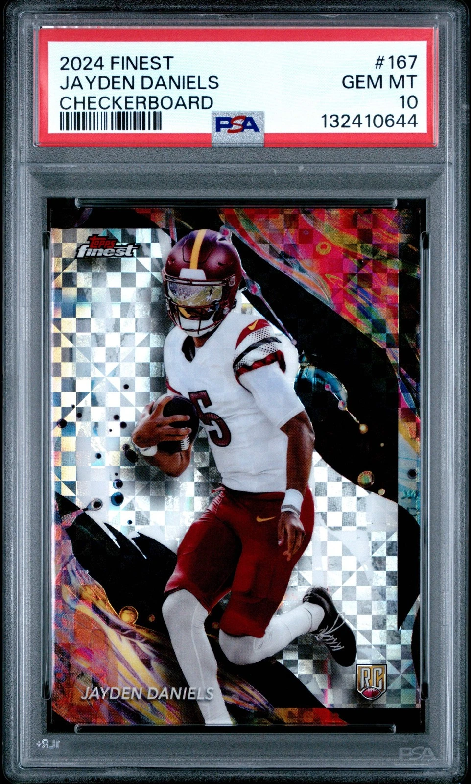 Graded 2024 Topps Finest Jayden Daniels #167 Checkerboard Rookie RC Card PSA 10