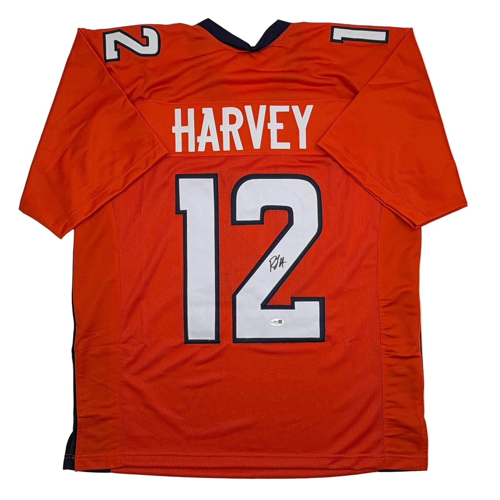 Autographed/Signed R.J RJ Harvey Denver Orange Football Jersey JSA COA