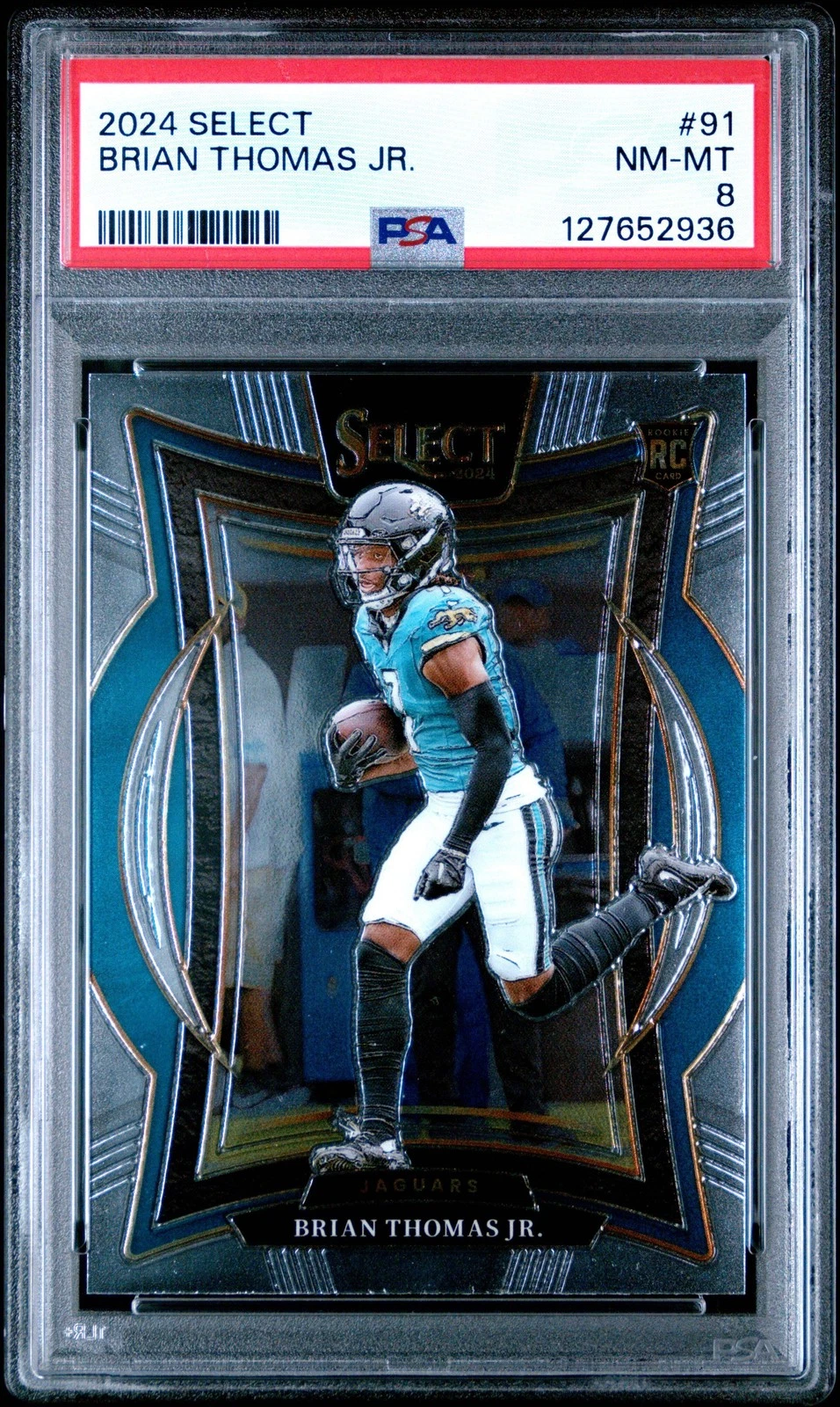 Graded 2024 Panini Select Brian Thomas Jr. #91 Rookie RC Card PSA 8 Near Mint