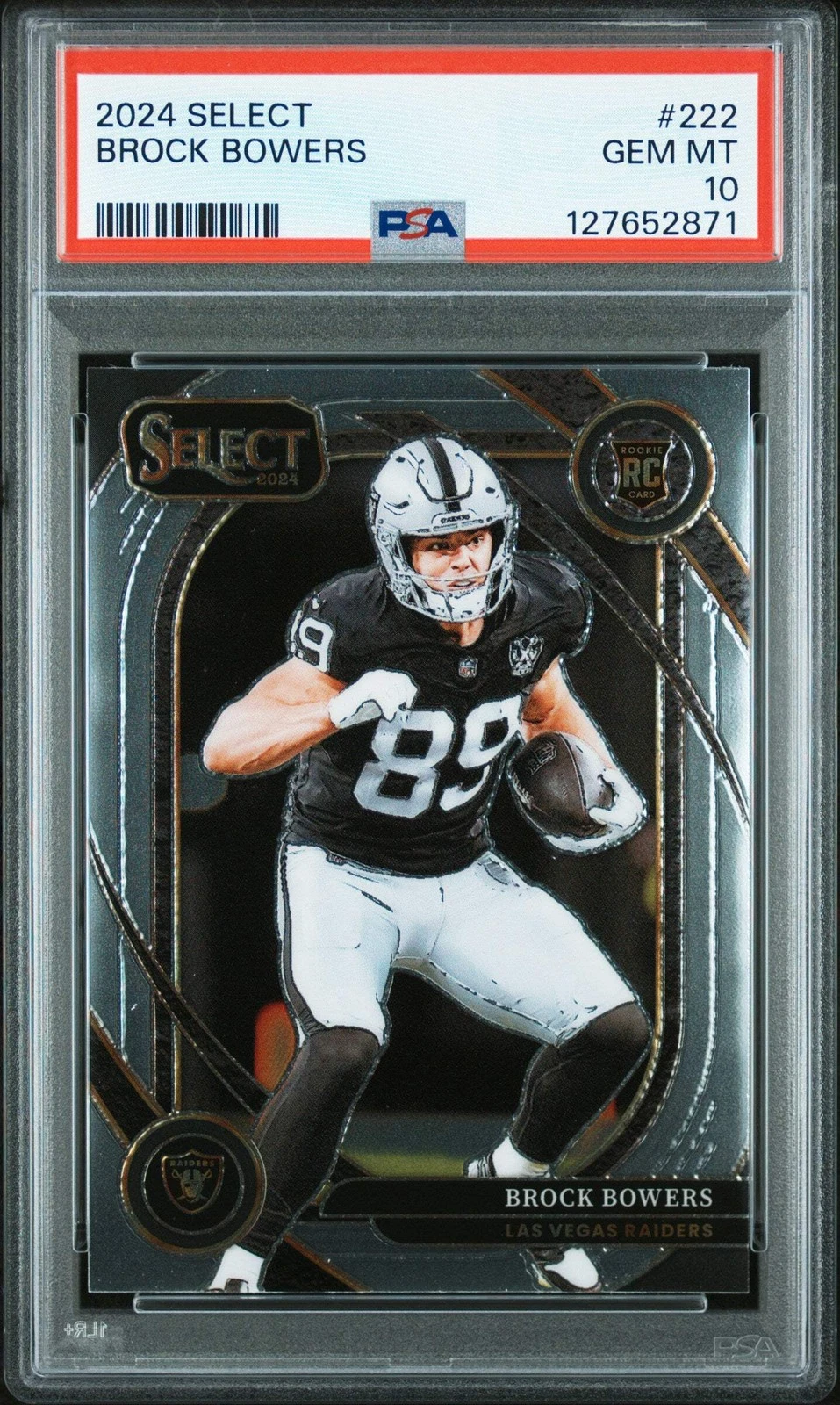 Graded 2024 Panini Select Brock Bowers #222 Rookie RC Card PSA 10 Gem Mint