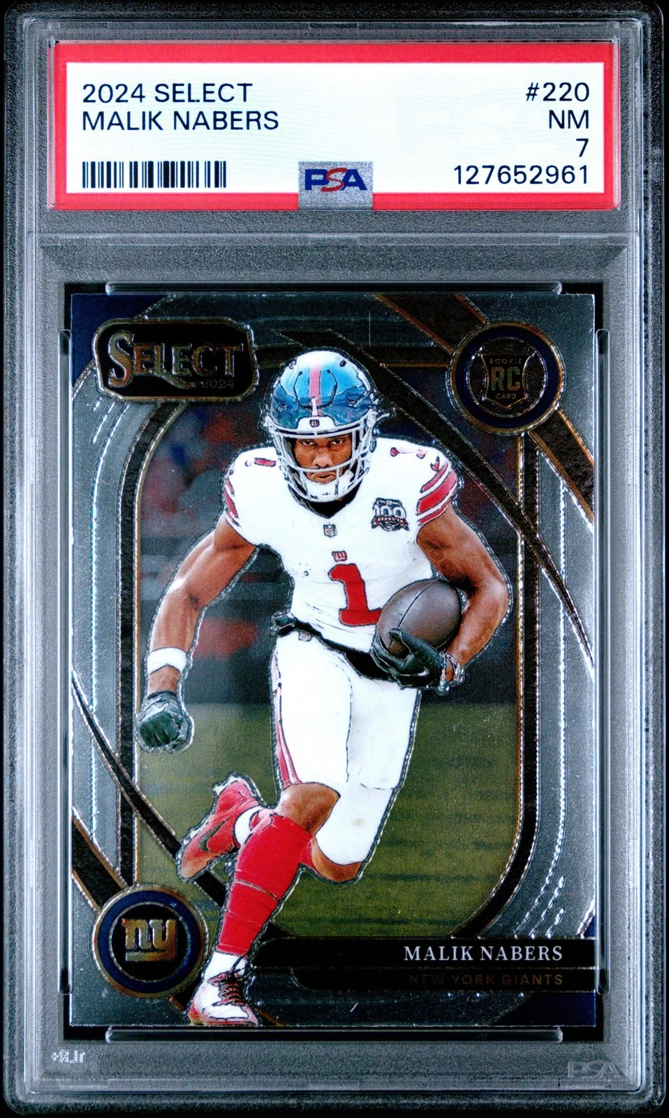 Graded 2024 Panini Select Malik Nabers #220 Rookie RC Football Card PSA 7 NM