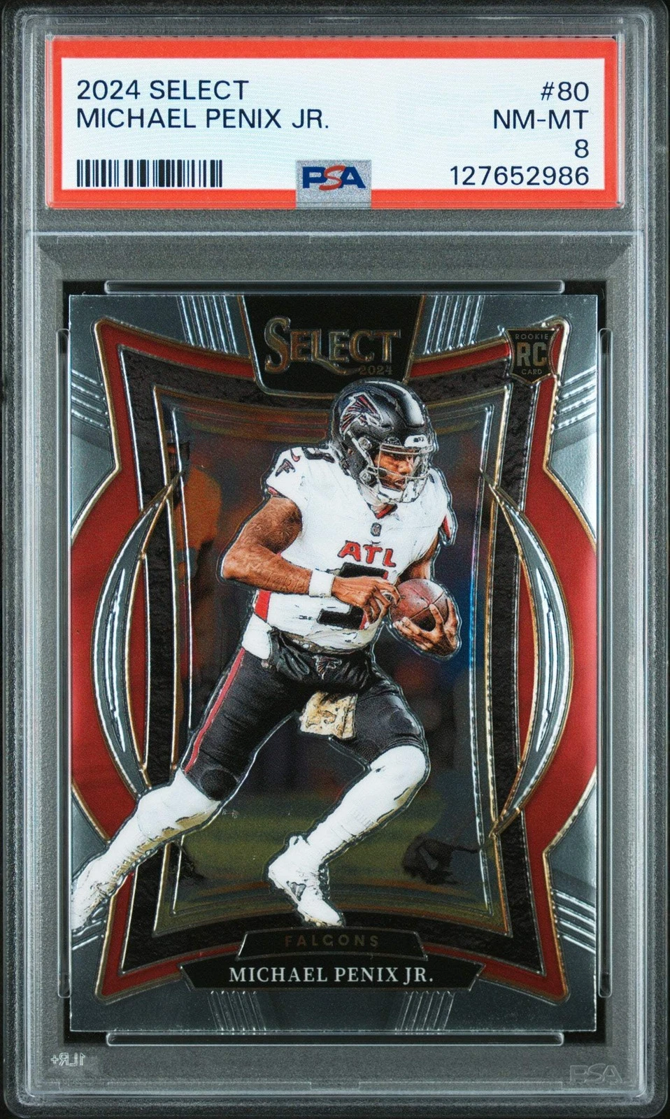 Graded 2024 Panini Select Michael Penix Jr. #80 Rookie RC Football Card PSA 8