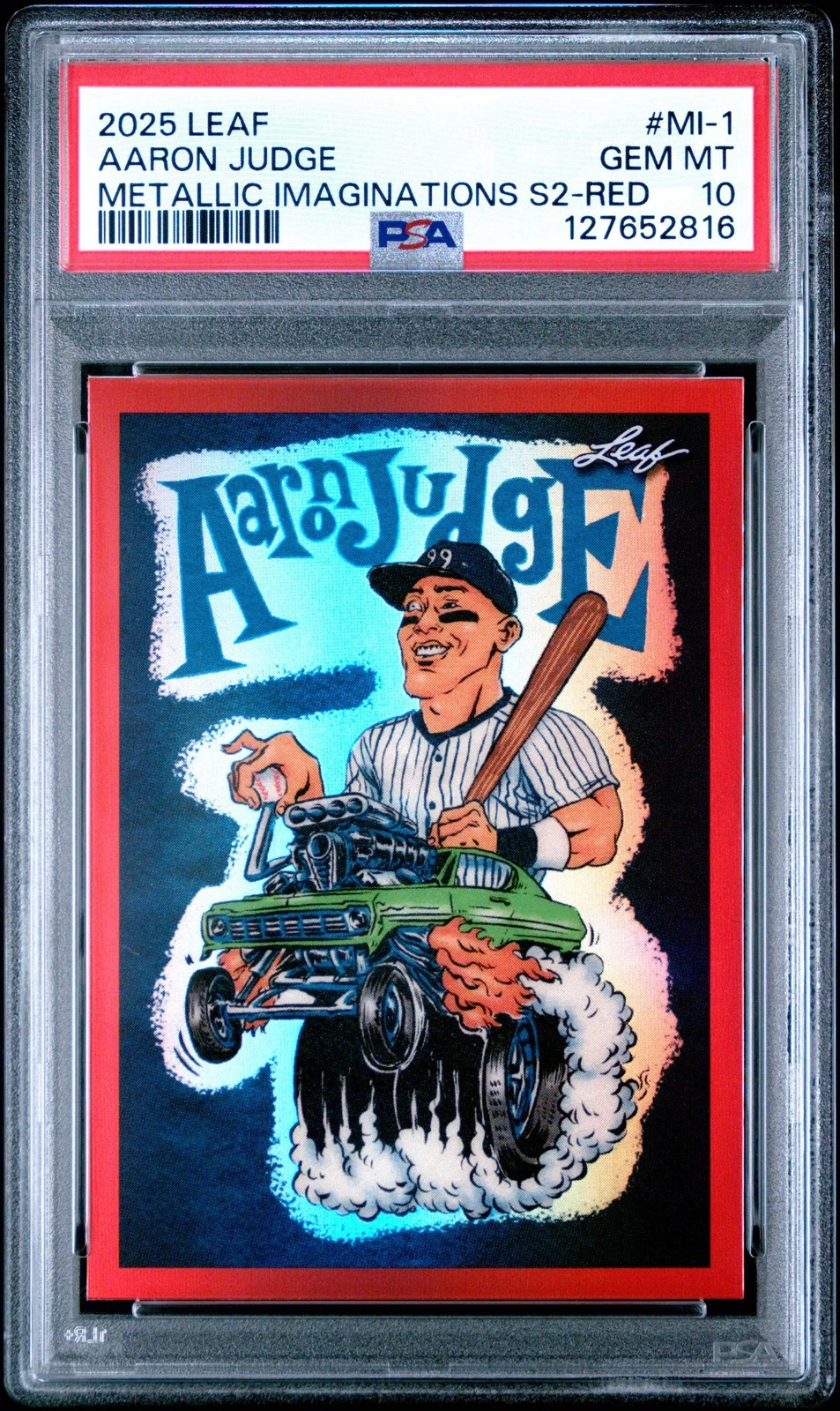 Graded 2025 Leaf Aaron Judge #MI1 Metallic Series 2 Red /199 Card PSA 10 Mint