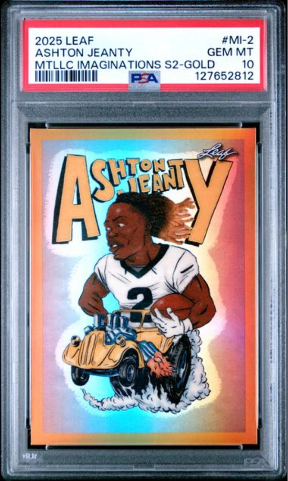 Graded 2025 Leaf Ashton Jeanty MI2 Metallic Series 2 Gold /99 Rookie Card PSA 10