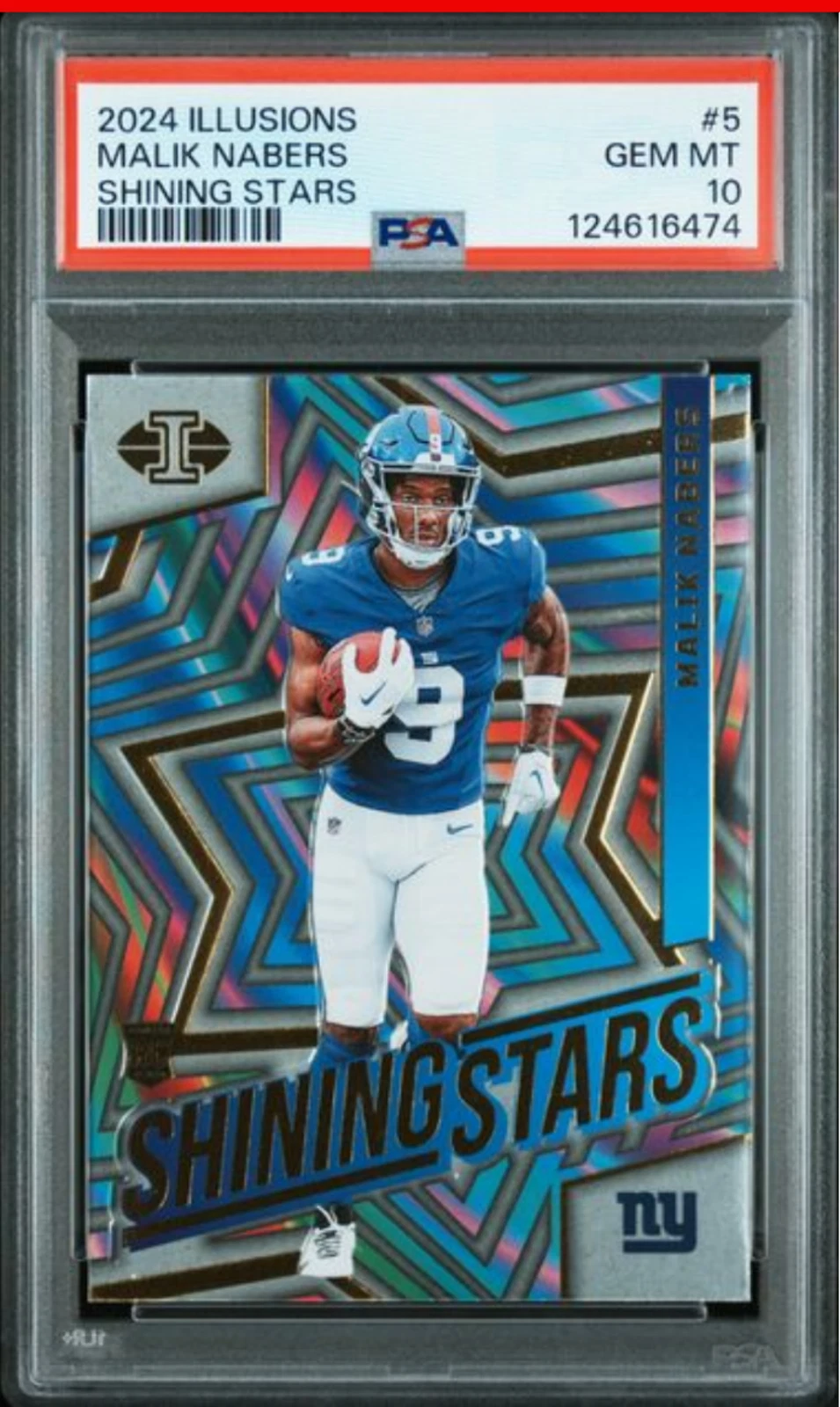 Graded 2024 Panini Illusions Malik Nabers #5 Shining Stars Rookie RC Card PSA 10